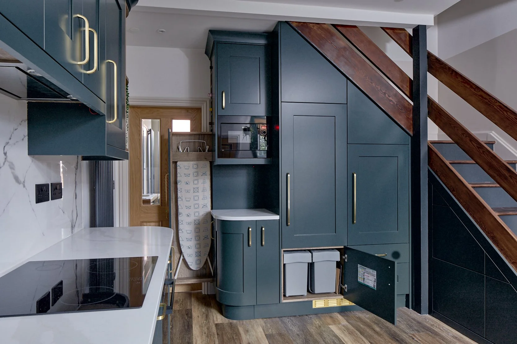Pull out bins under fridge