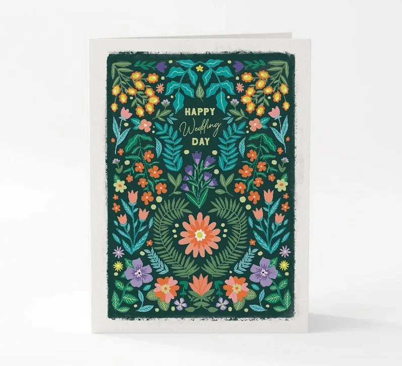 BOUNDARY AND THORN_HAPPY WEDDING DAY FLORALS_A6 GREETING CARD.jpg