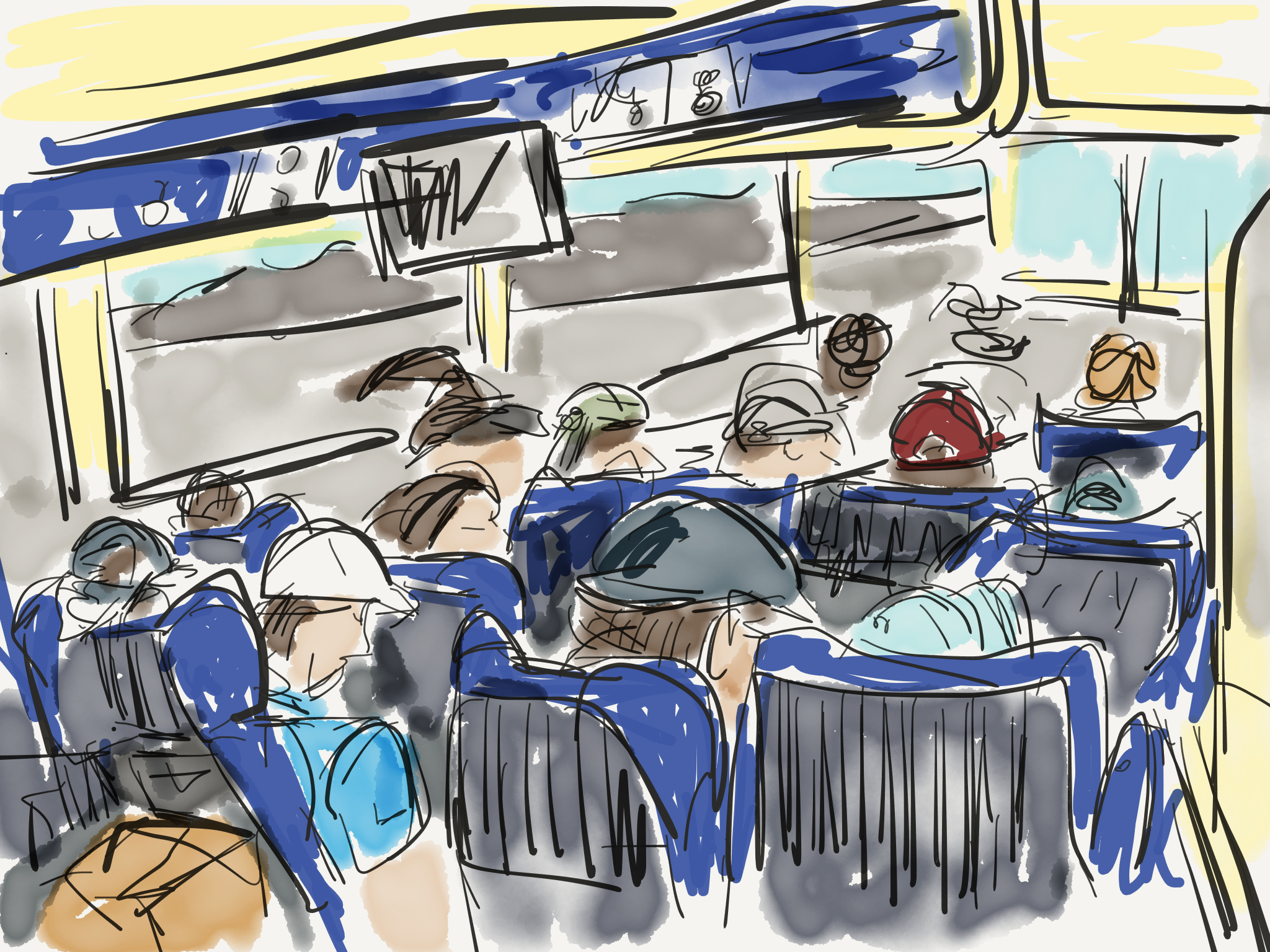 On the hotel shuttle 