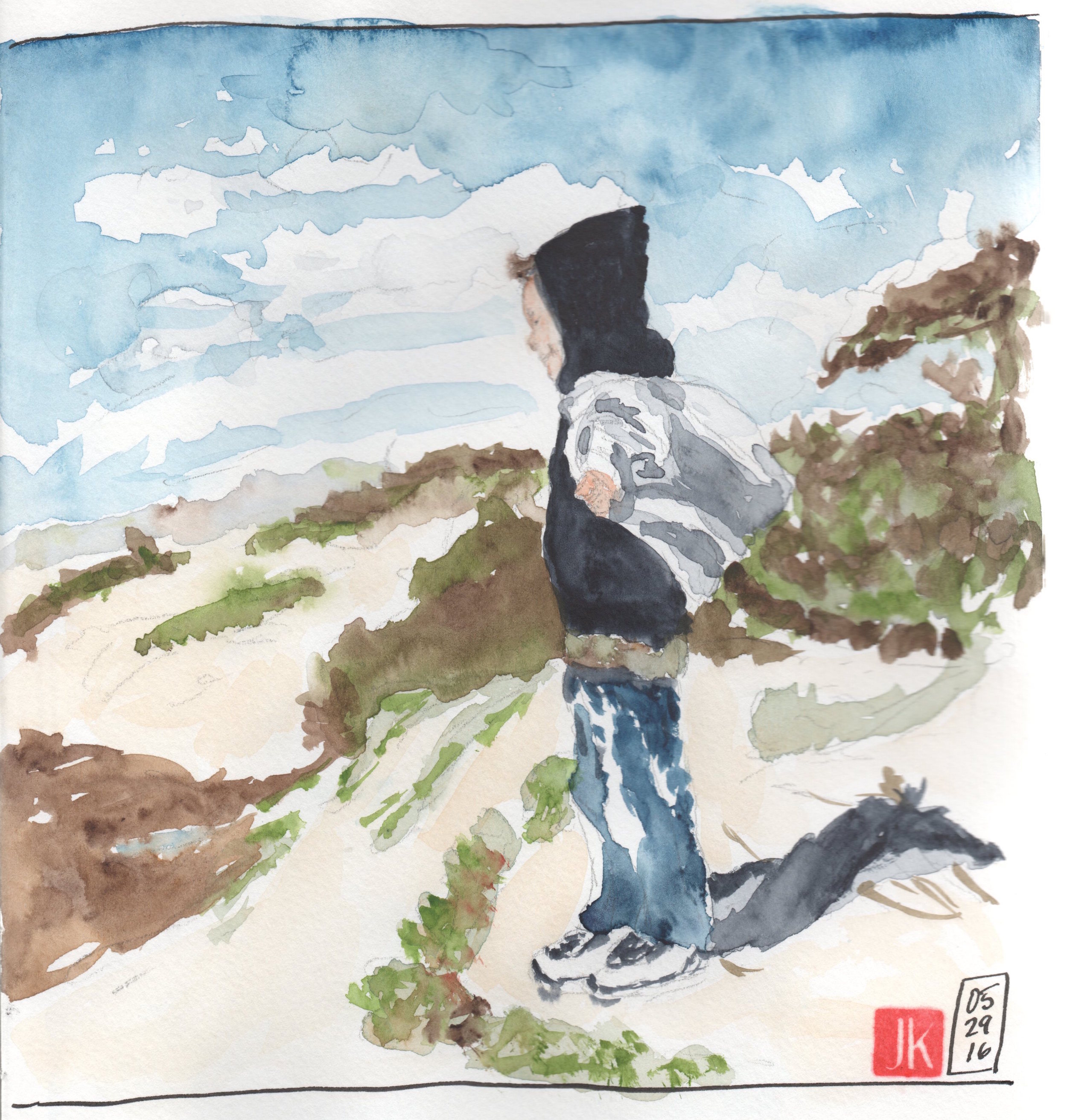 Pencil and watercolor without ink