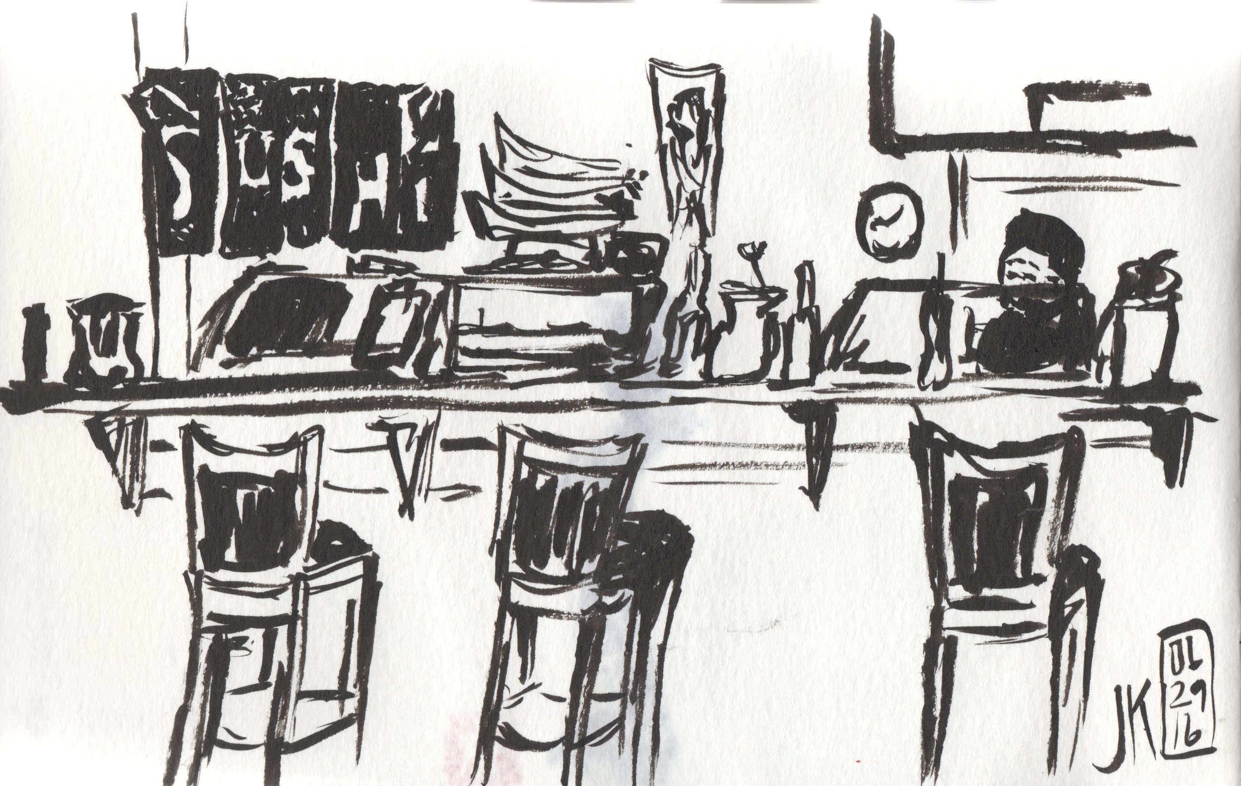 Just using my Pentel brush pen at dinner last night