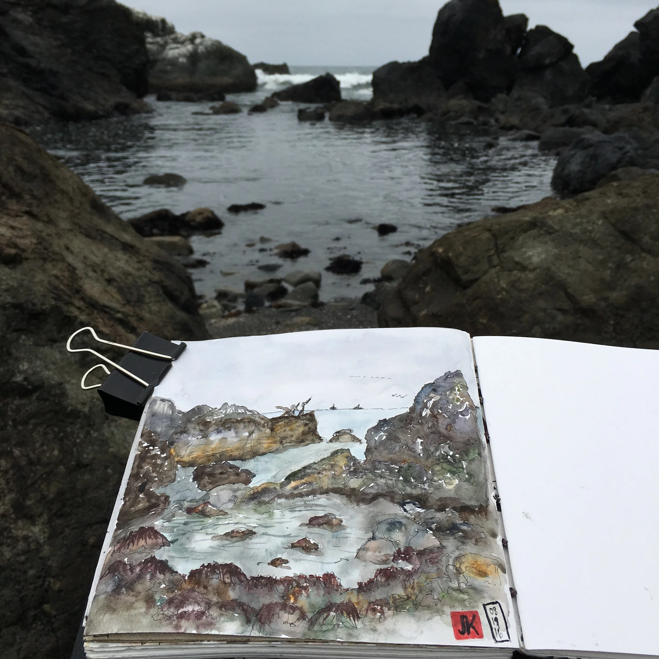 Using my easel at the tide pools