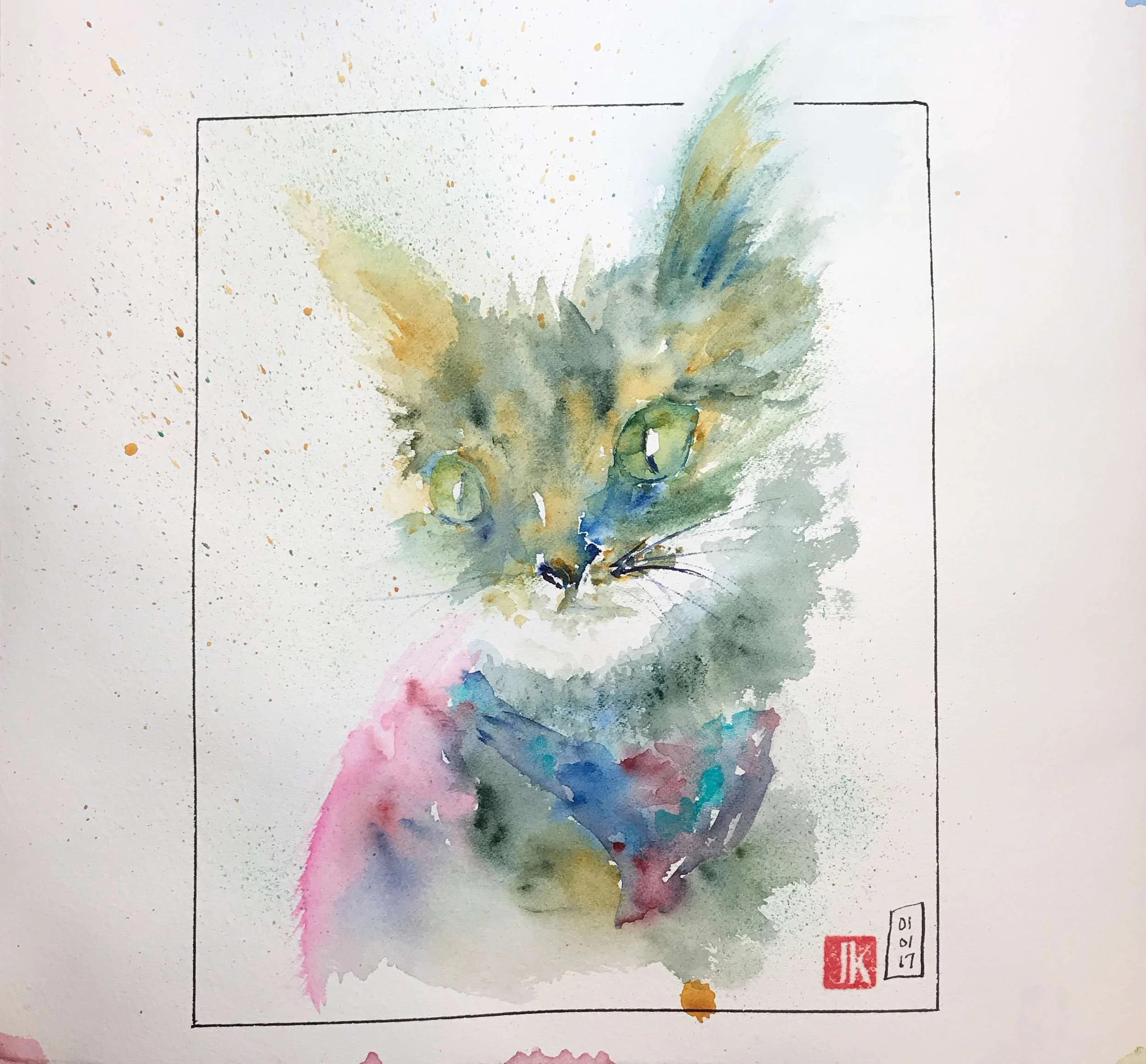 Jean Haines Inspired Cat