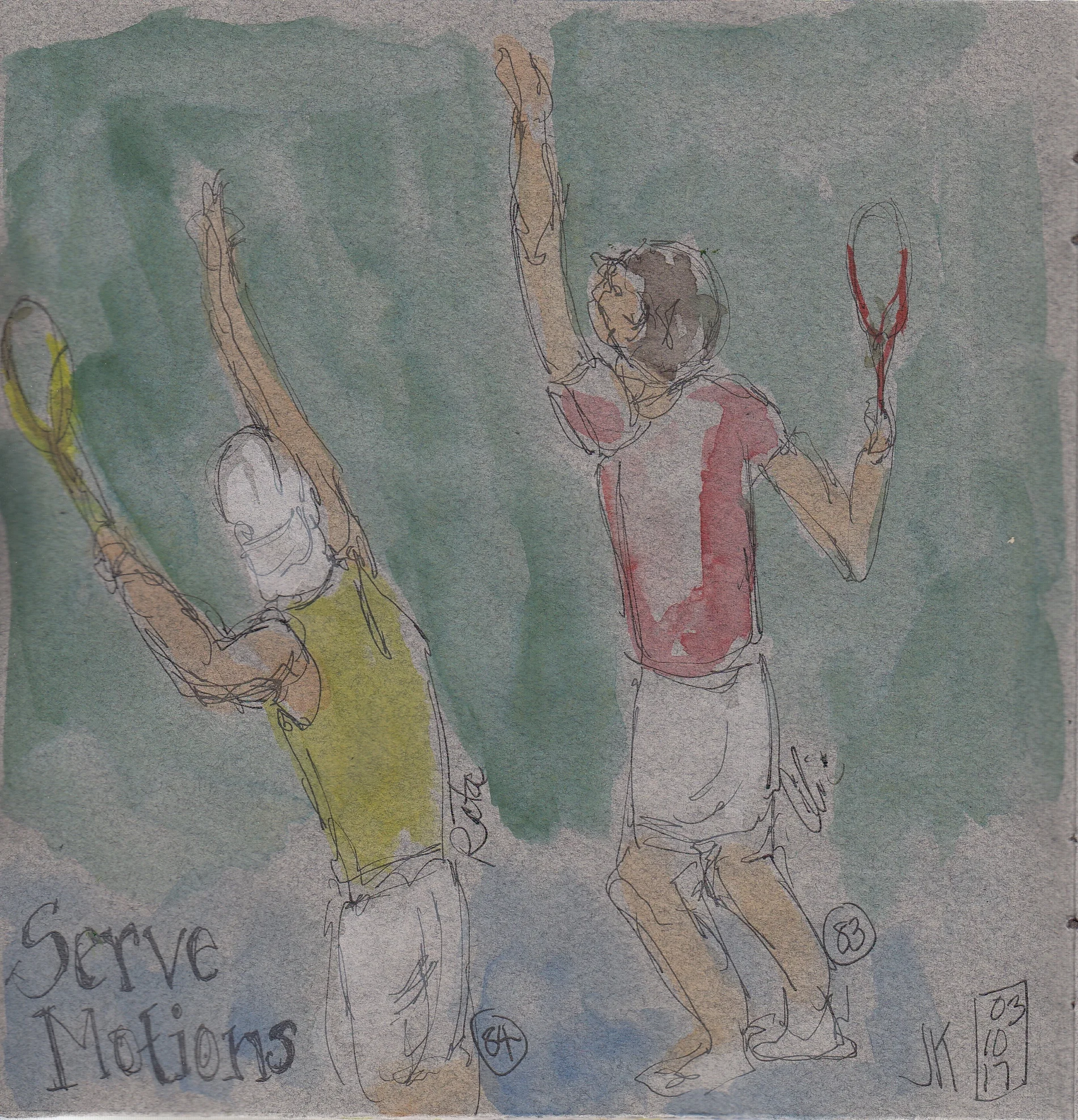 Nos. 83 & 84 - Rafa Nadal and Marin Cilic practicing their serves