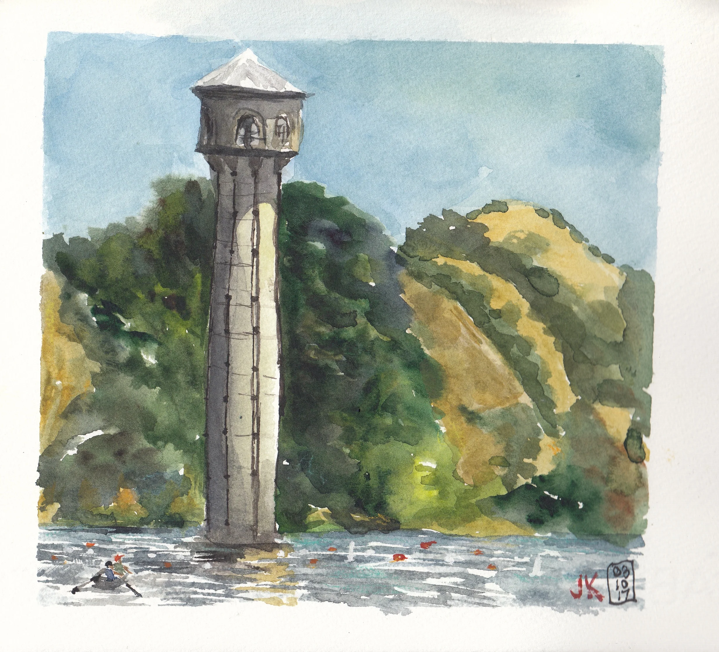 My sketch of the Lafayette Reservoir - I think the reflections really does add to the whole sketch