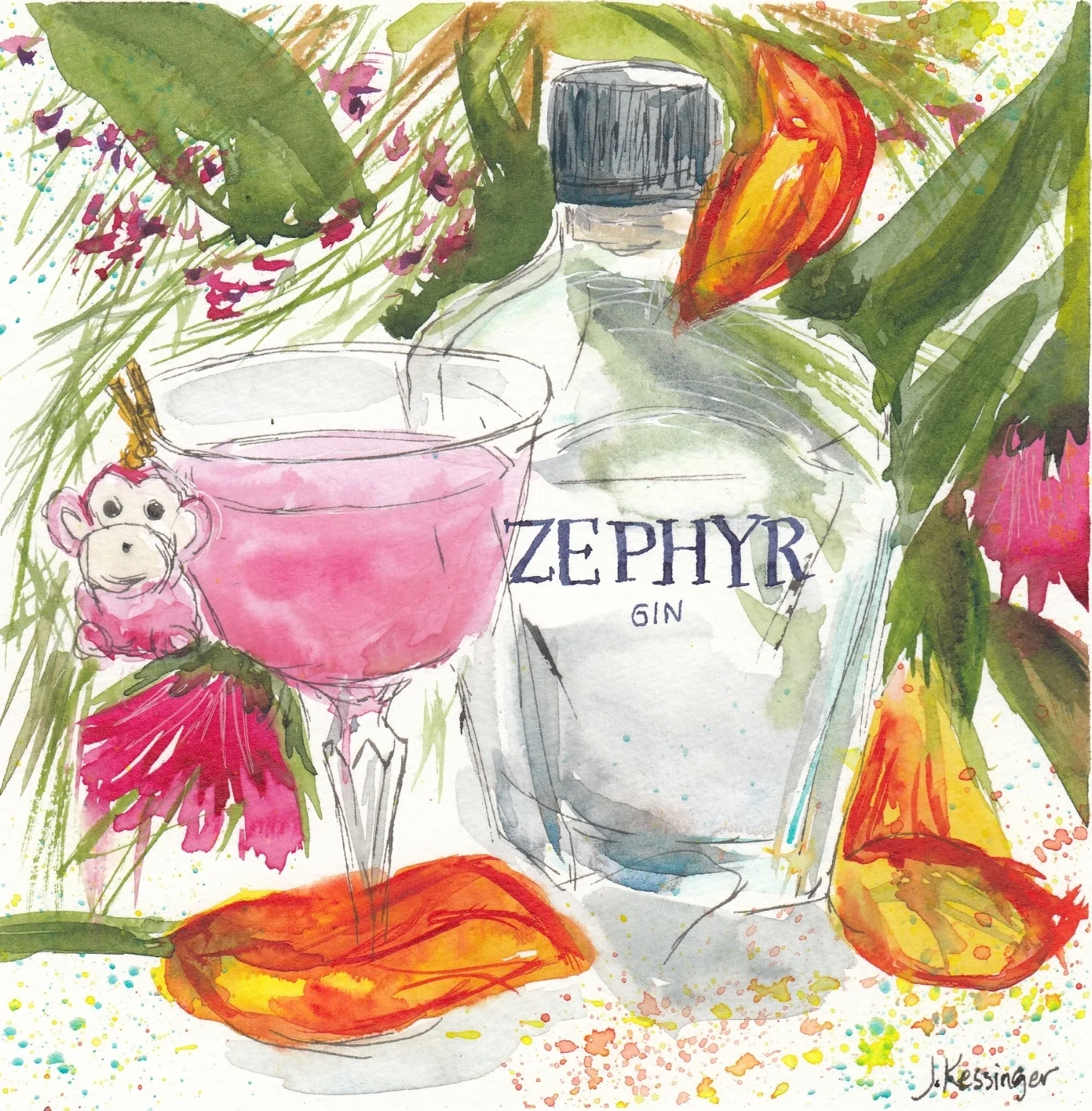 Zephyr Gin & Little Pink Monkey cocktail