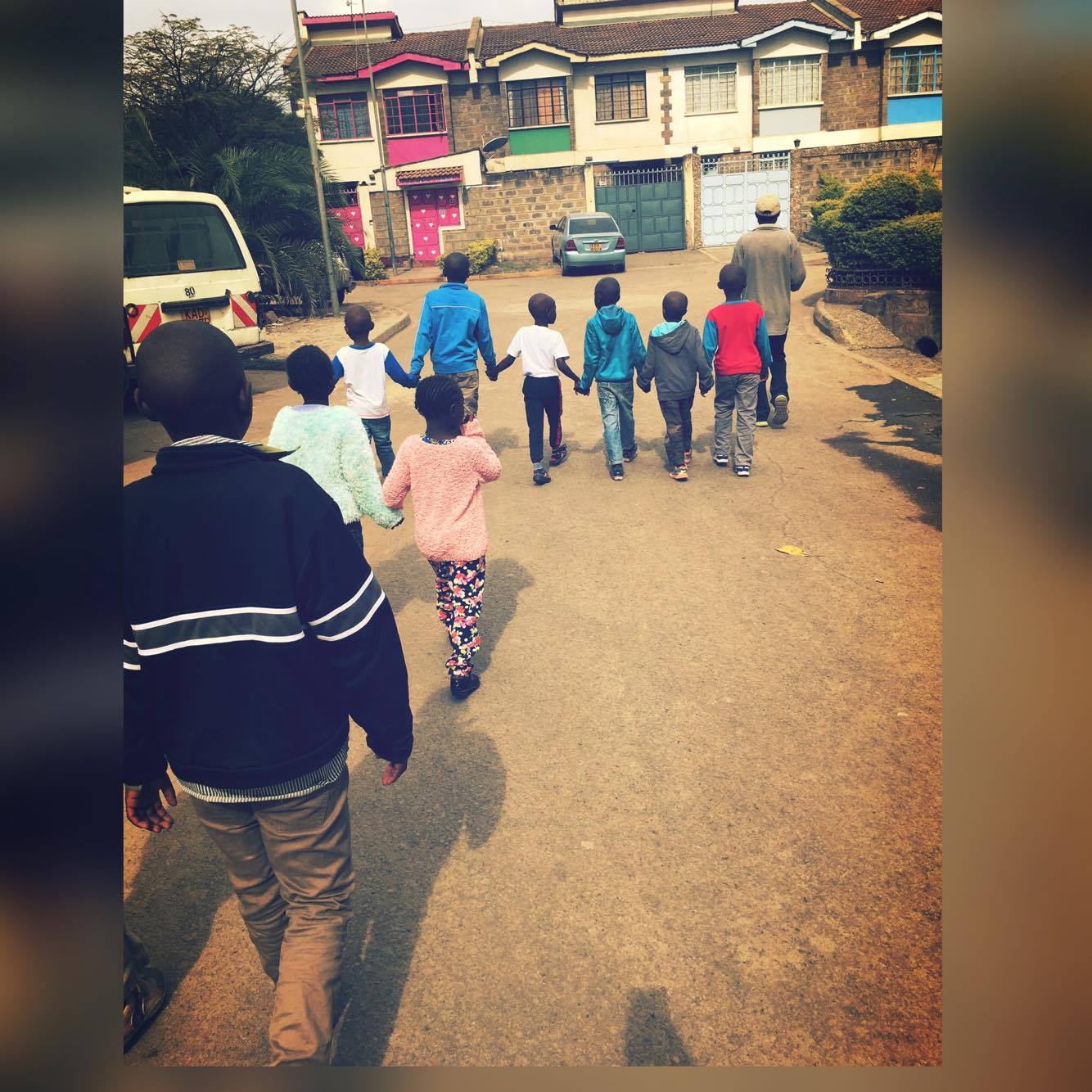 On our walk to school interviews - so much excitement! 