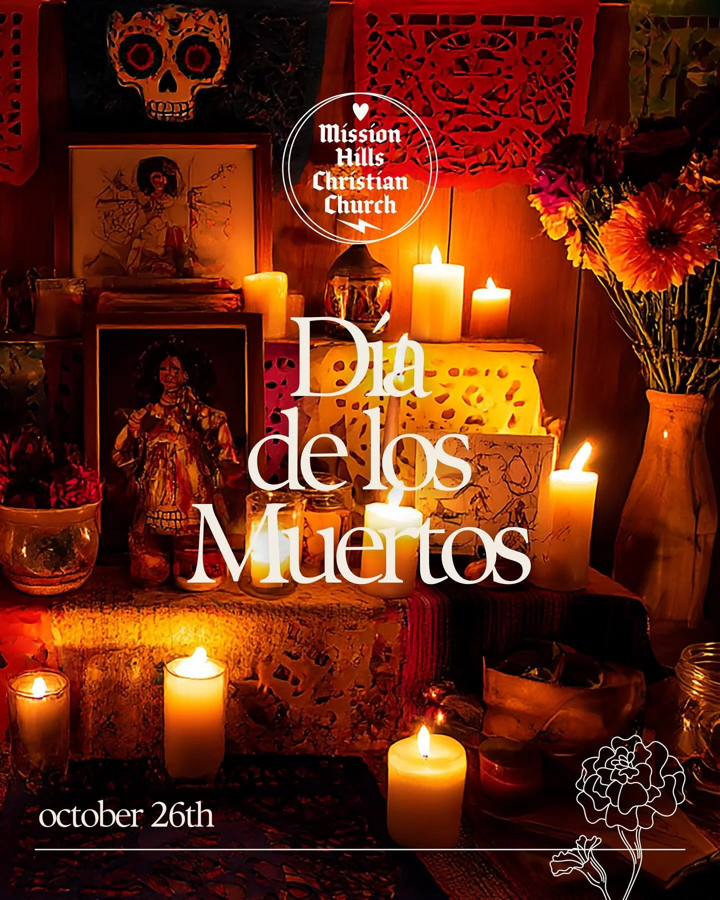 Join us on Sunday, October 26, for our Día De Los Muertos service. You're invited to bring a photo or item for our community ofrenda. π€π―οΈ