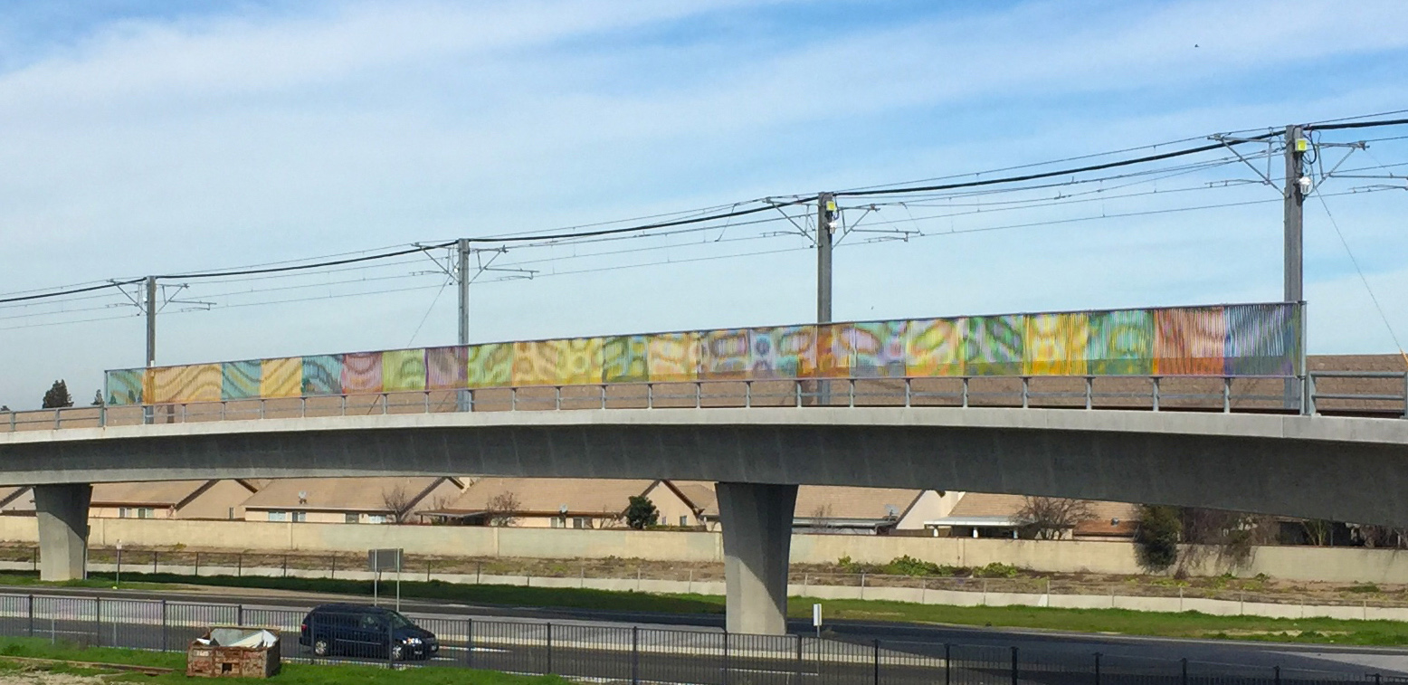    Moiré Array   (Maintain Transcendence of the Moment)   2015    painted steel    250' x 9' x 1'   