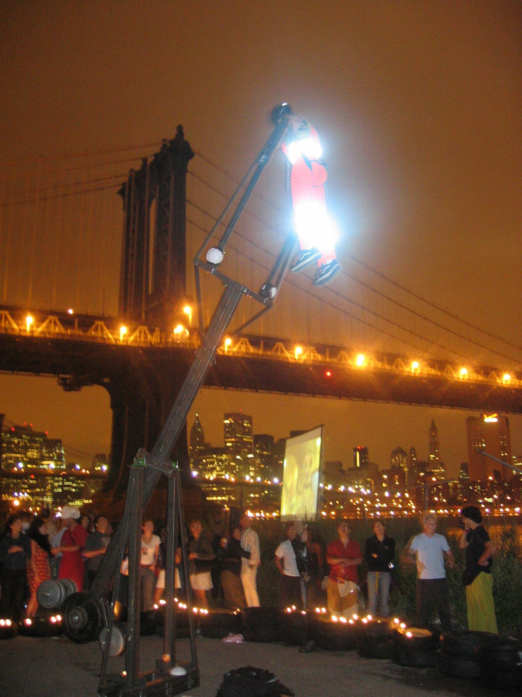   Siccarus 2004  machine parts, steel  22' x 22' x 18'   An anti-gravity machine which allows participants to jump and flip under their own power. As an interactive artwork Siccarus enables a direct experience of weightlessness and flight. 