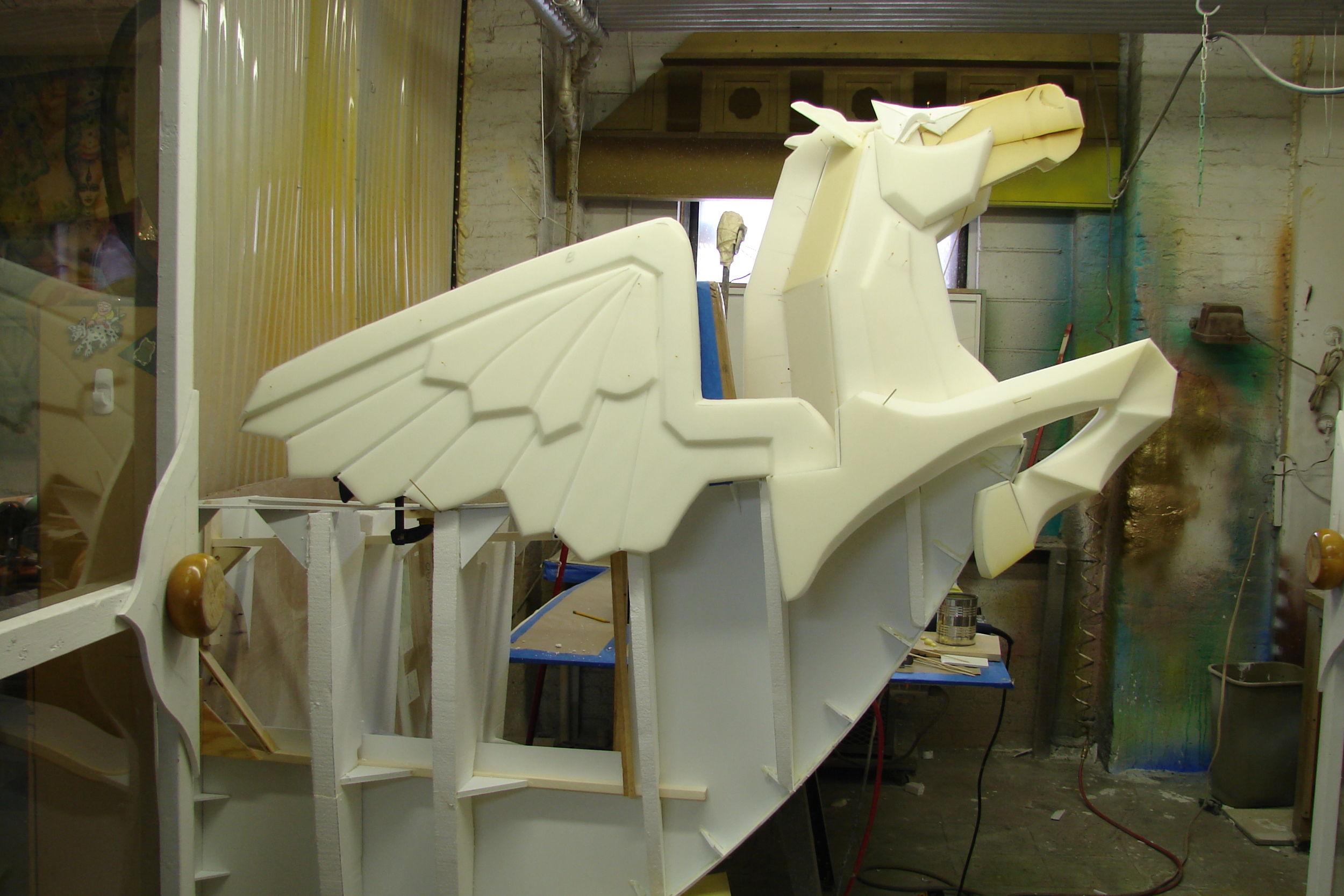 Foam Pegasus window display prop for Isaia Los Angeles, client Design Compendium