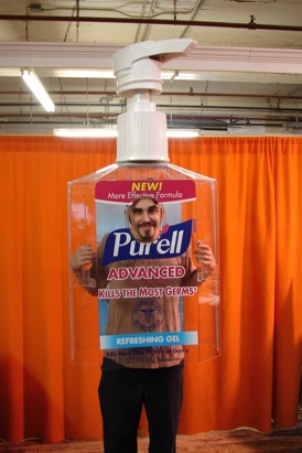 Purell bottle costume for "Late Show" with David Letterman halloween show.
