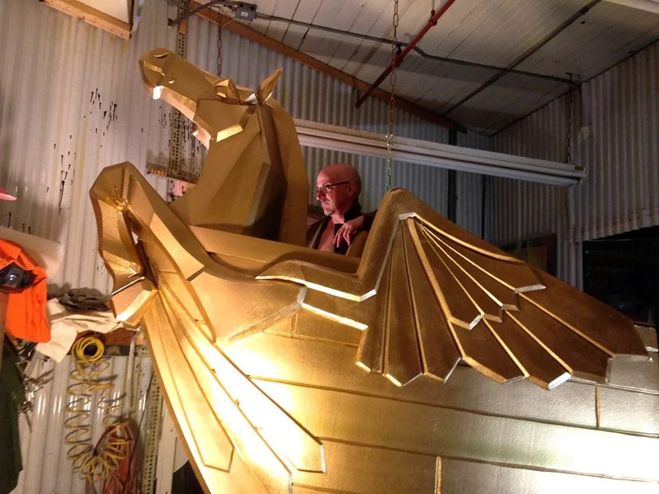 Foam Pegasus window display prop for Isaia Los Angeles, client Design Compendium