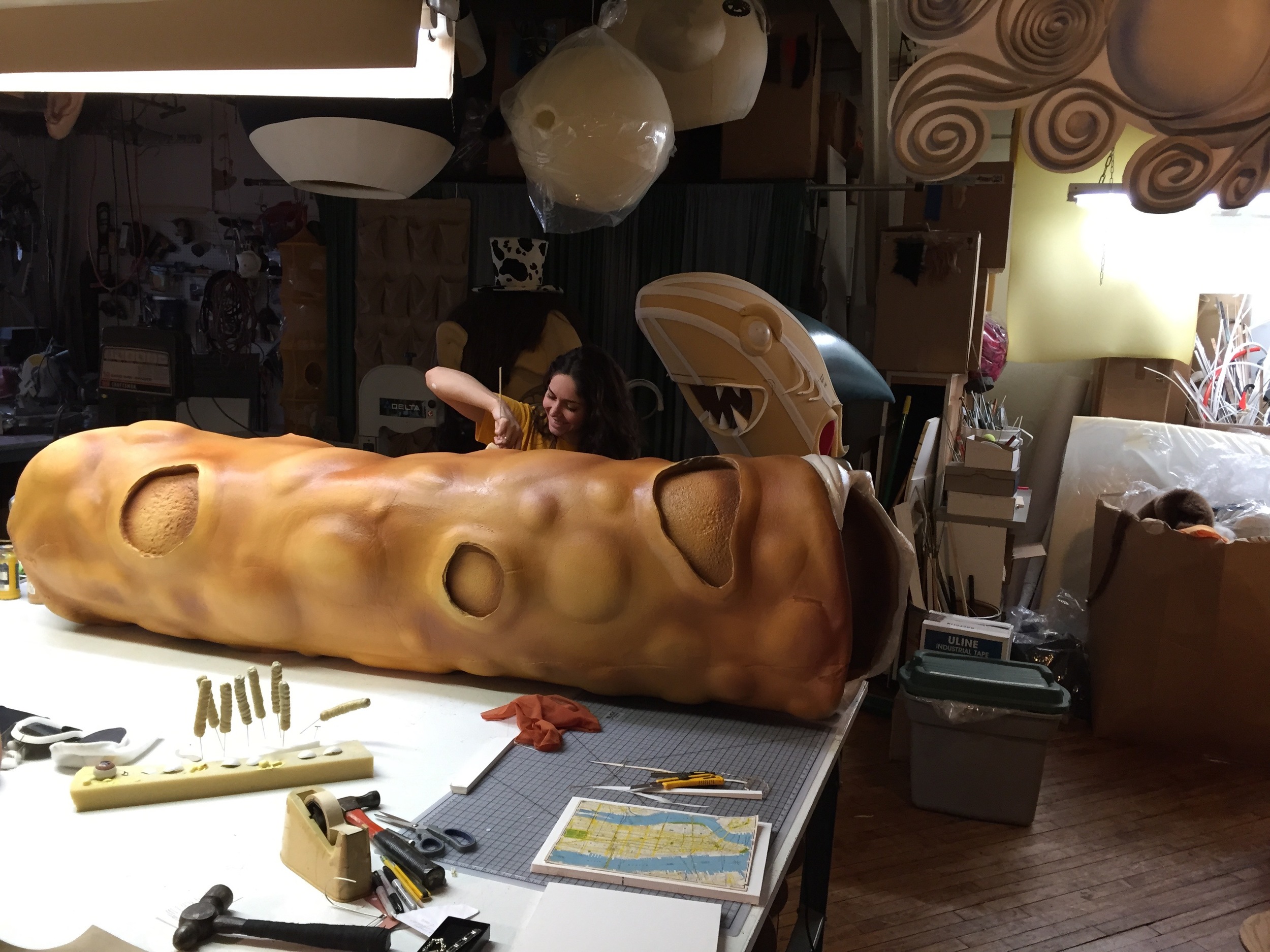 Final touches on the cannoli costume