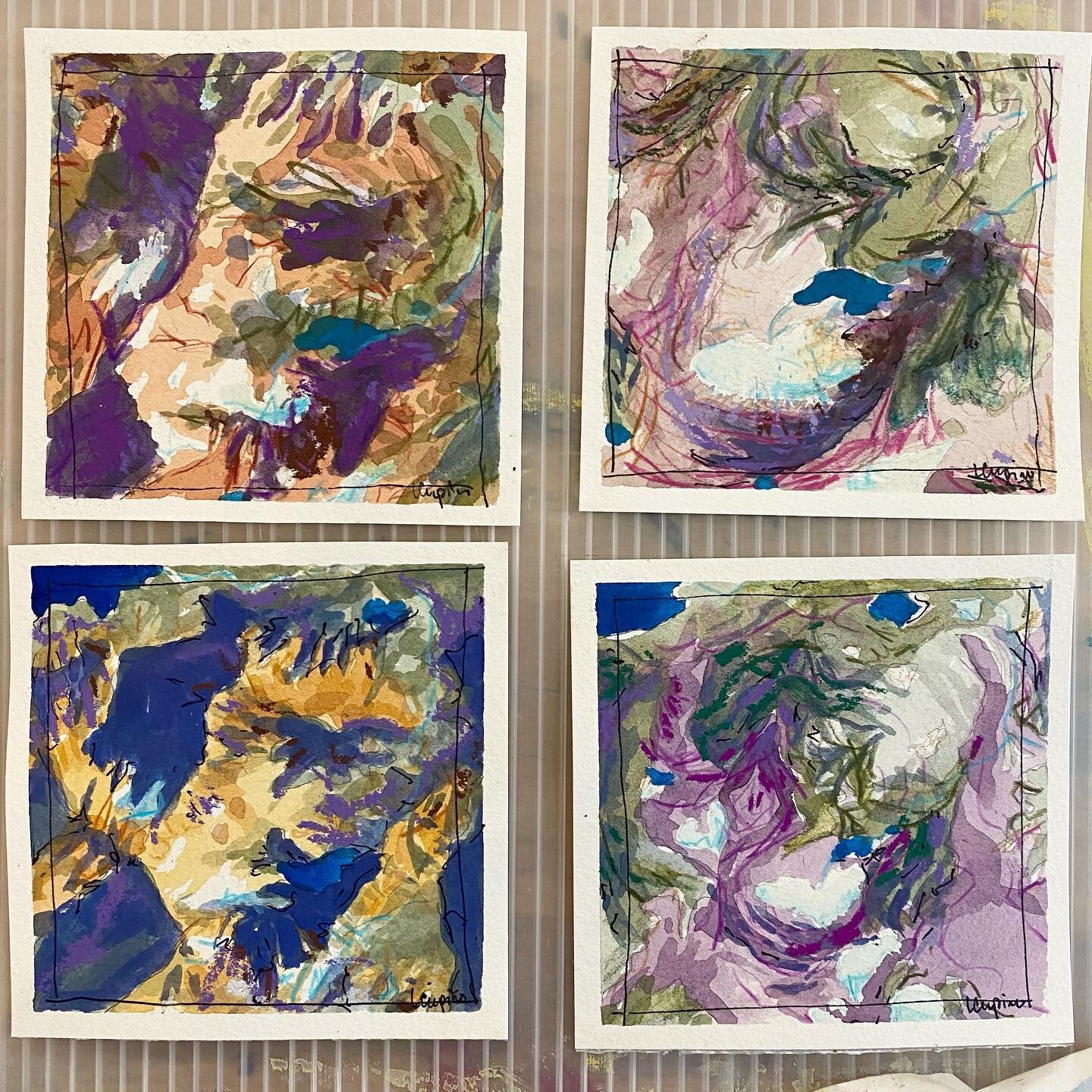 &lsquo;Harris Glacier, 1-4&rsquo; : so good together, but to be honest... individually, I&rsquo;m a little disappointed at my efforts to paint four versions at once. I tried too hard to link them. Each should have had more consideration as a single u