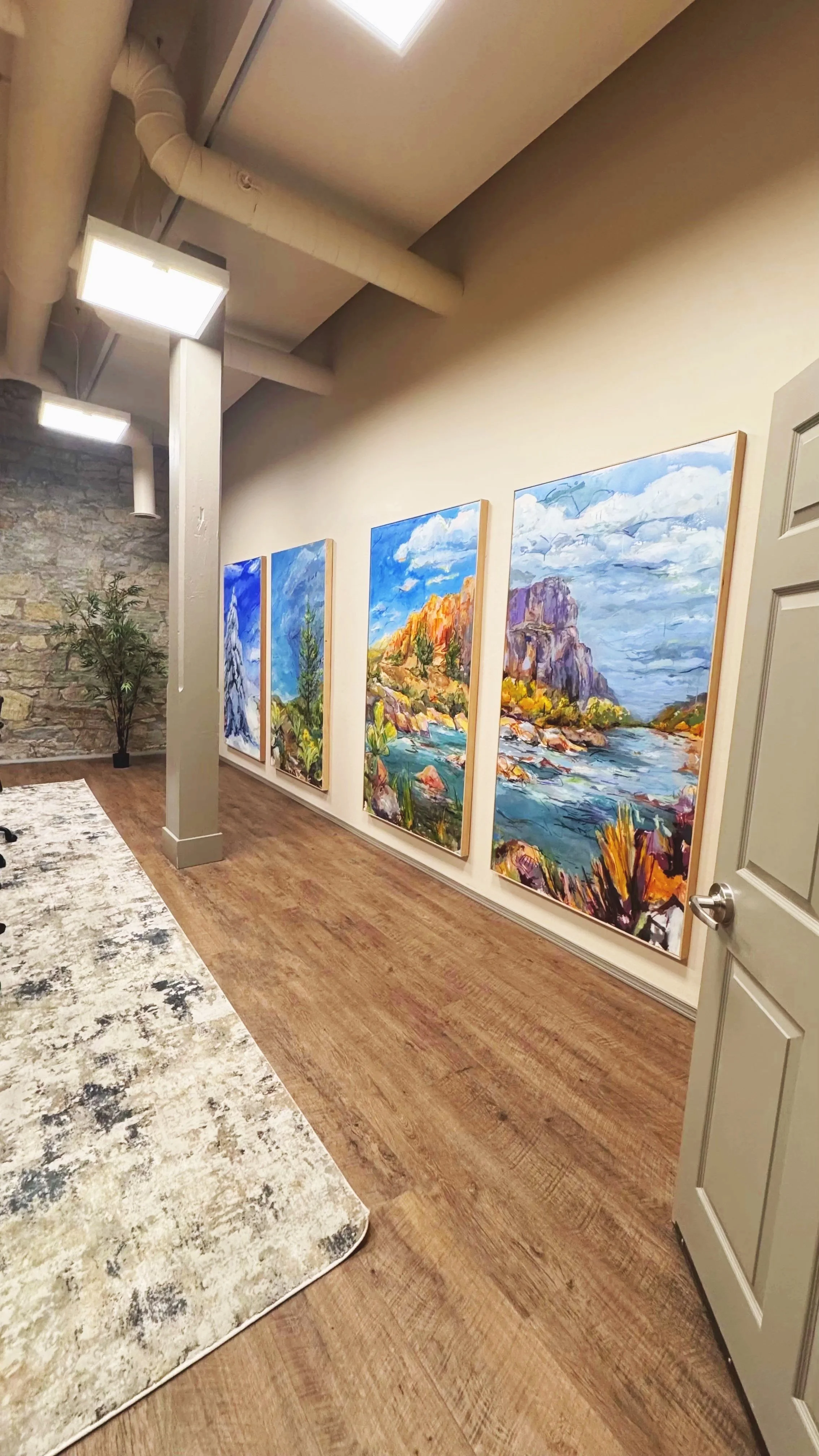 Commissioned Paintings by Leah Cupino of the four seasons of Montana outdoors, copyright 2025