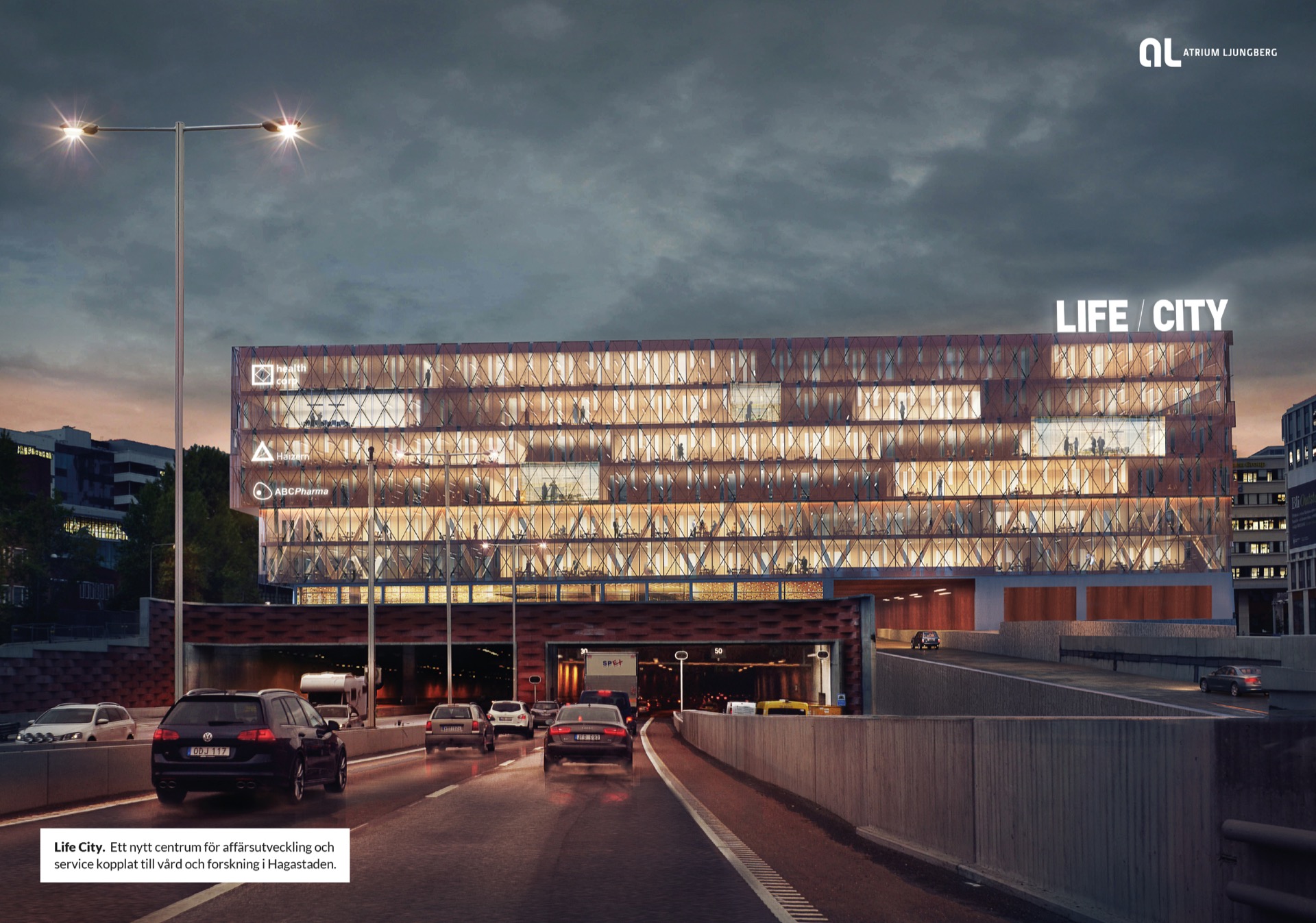 Life City. Ett nytt centrum för affärsutveckling och service kopplat till vård och forskning i Hagastaden. Atrium Ljungberg