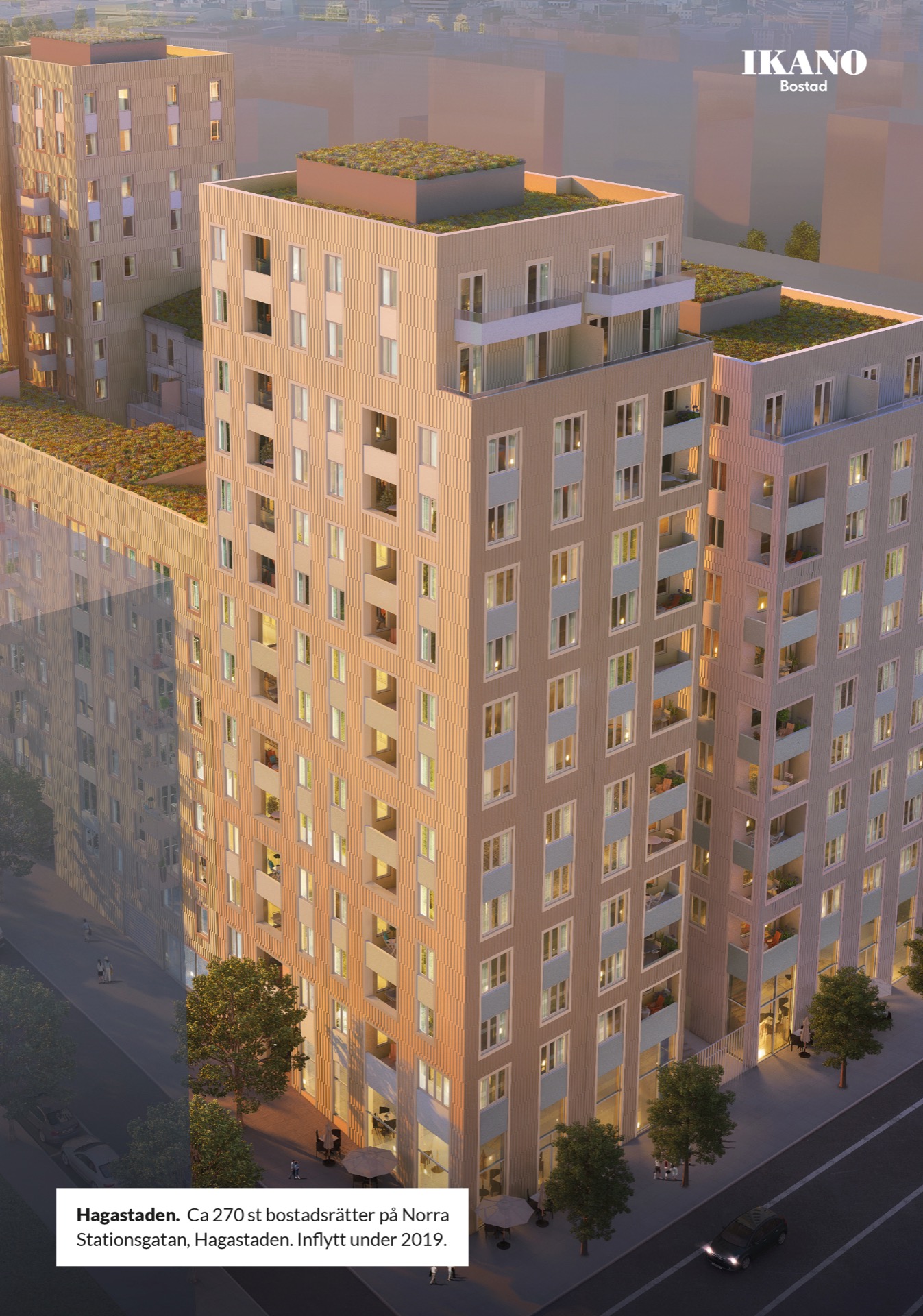 Hagastaden. Ca 270 st bostadsrätter på Norra Stationsgatan, Hagastaden. Inflytt under 2019. Ikano Bostad