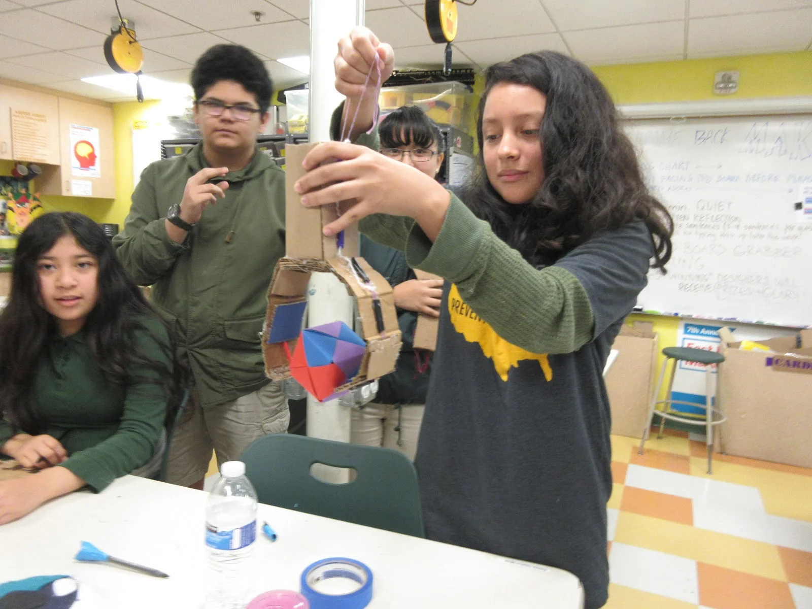 Students testing their designs in the Creativity Lab at Lighthouse Community Charter School.