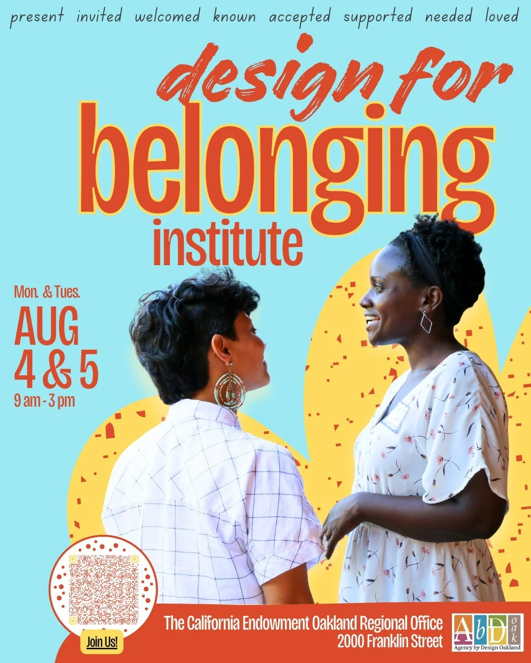 As we look forward to setting the stage for a powerful new school year, join us for a 2 day Design for Belonging Institute to learn how to design inclusive spaces where all students can thrive.

Belonging is a fundamental human need and as educators,