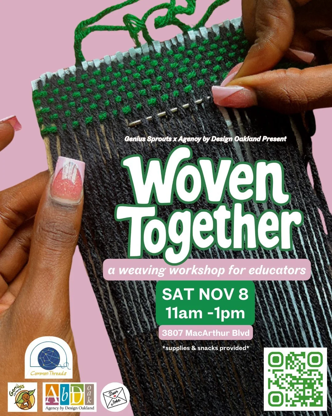 Educators, Caregivers, Want-to be-more-creatives, and Community Keepers...don't sleep on this opportunity!

In 3 weeks we're launching the first workshop in a new series called Common Threads, a space where educators and caretakers get to nurture the
