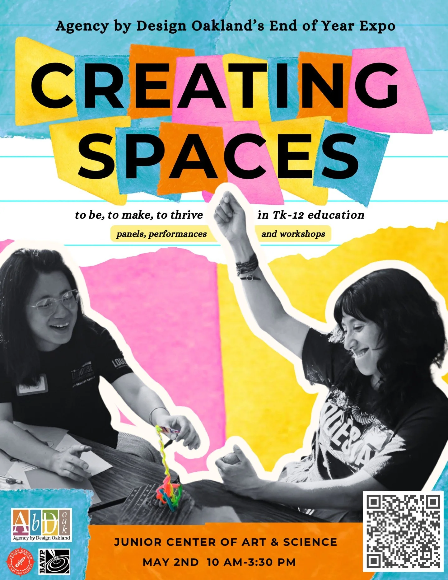 What becomes possible when we center creativity, curiosity, and belonging in education? ✨

Join us for a dynamic day of interactive displays, hands-on workshops, student panels, and fiery ignite talks&mdash;all led by Bay Area educators.

Agency by D