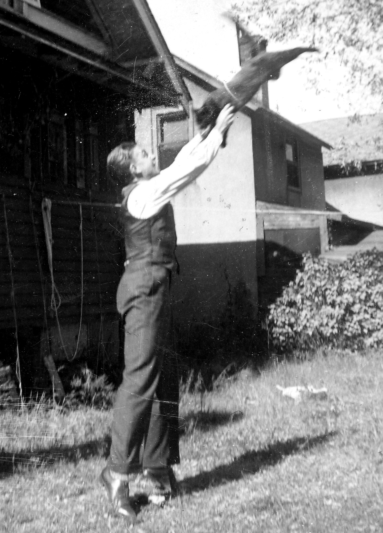 Don't think Ernie was serious all the time. He enjoyed playing with his cat, though, we doubt the enjoyment was mutual.