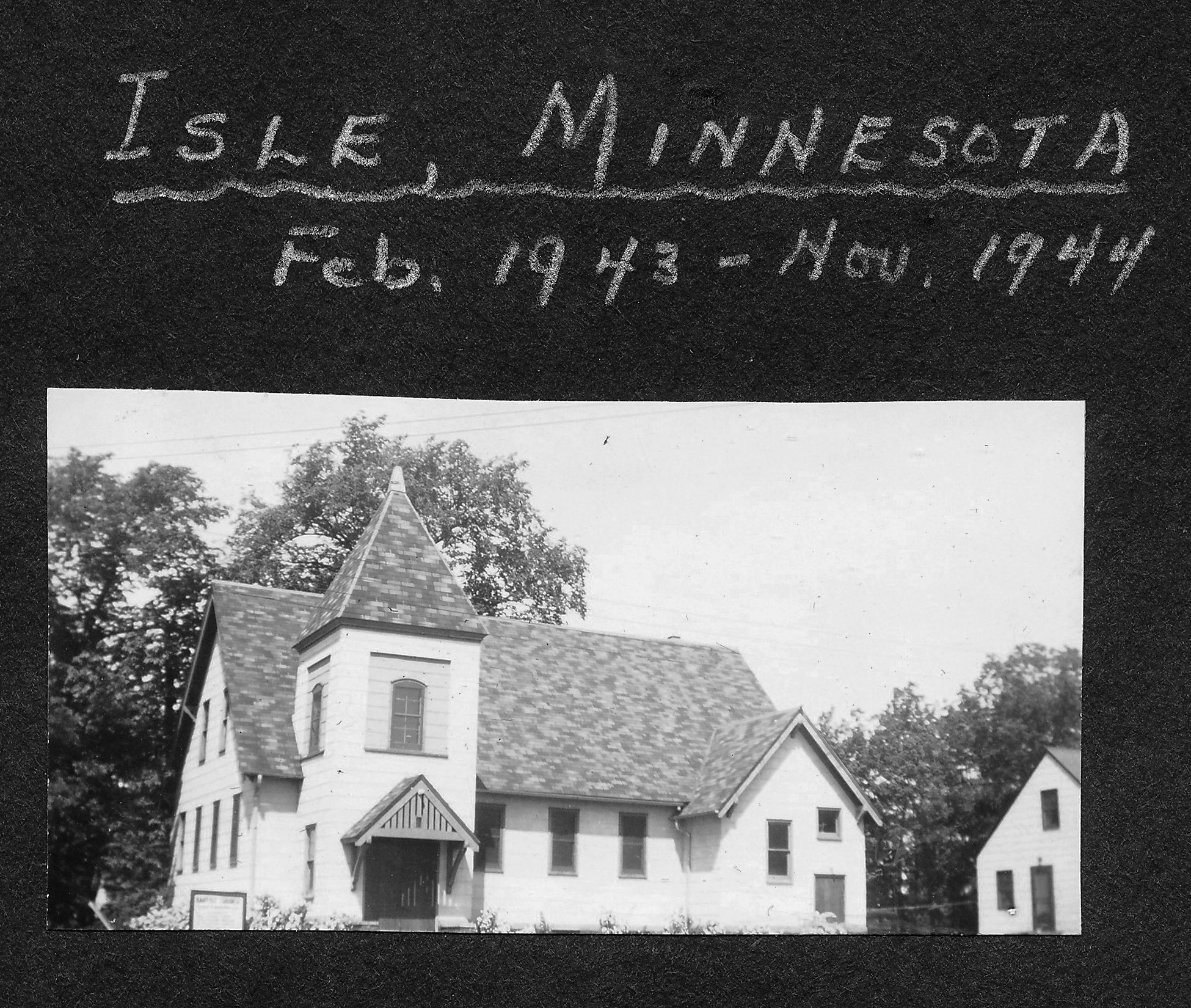 One of Ernie's first church assignments was in Isle, Minnesota, 1943.