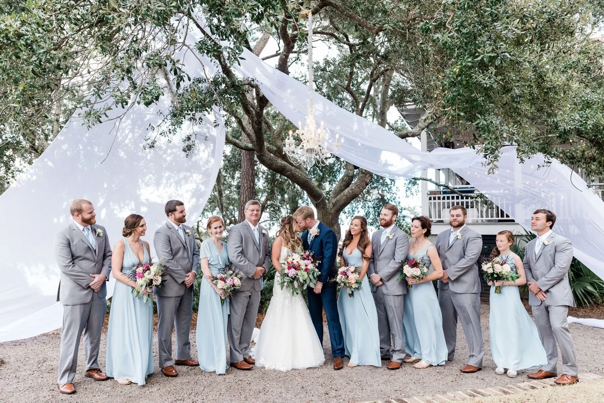 Soft blue and pink coastal wedding in Charleston, South Carolina