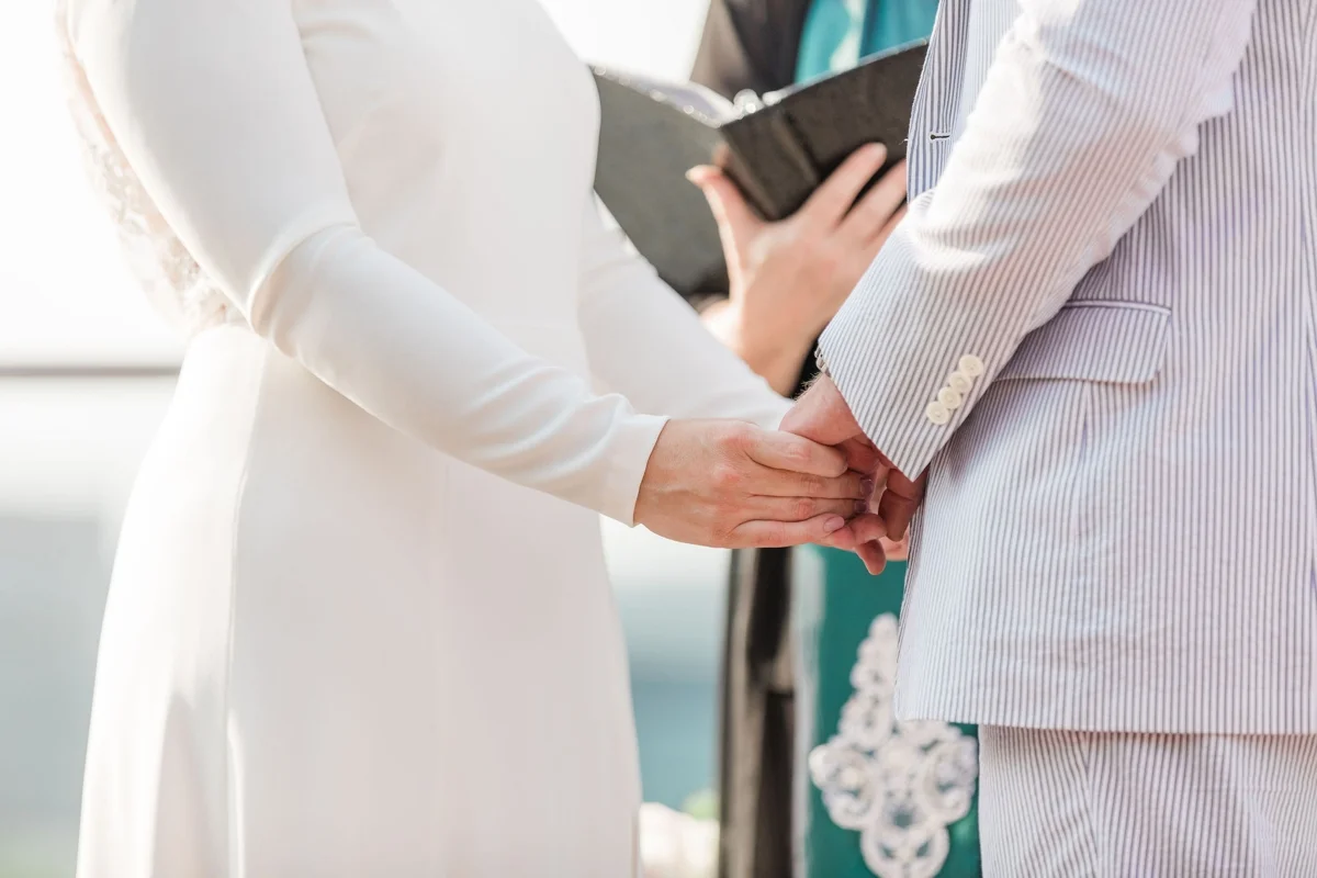 Intimate rooftop wedding ceremony in Washington DC by Apt. B Photography