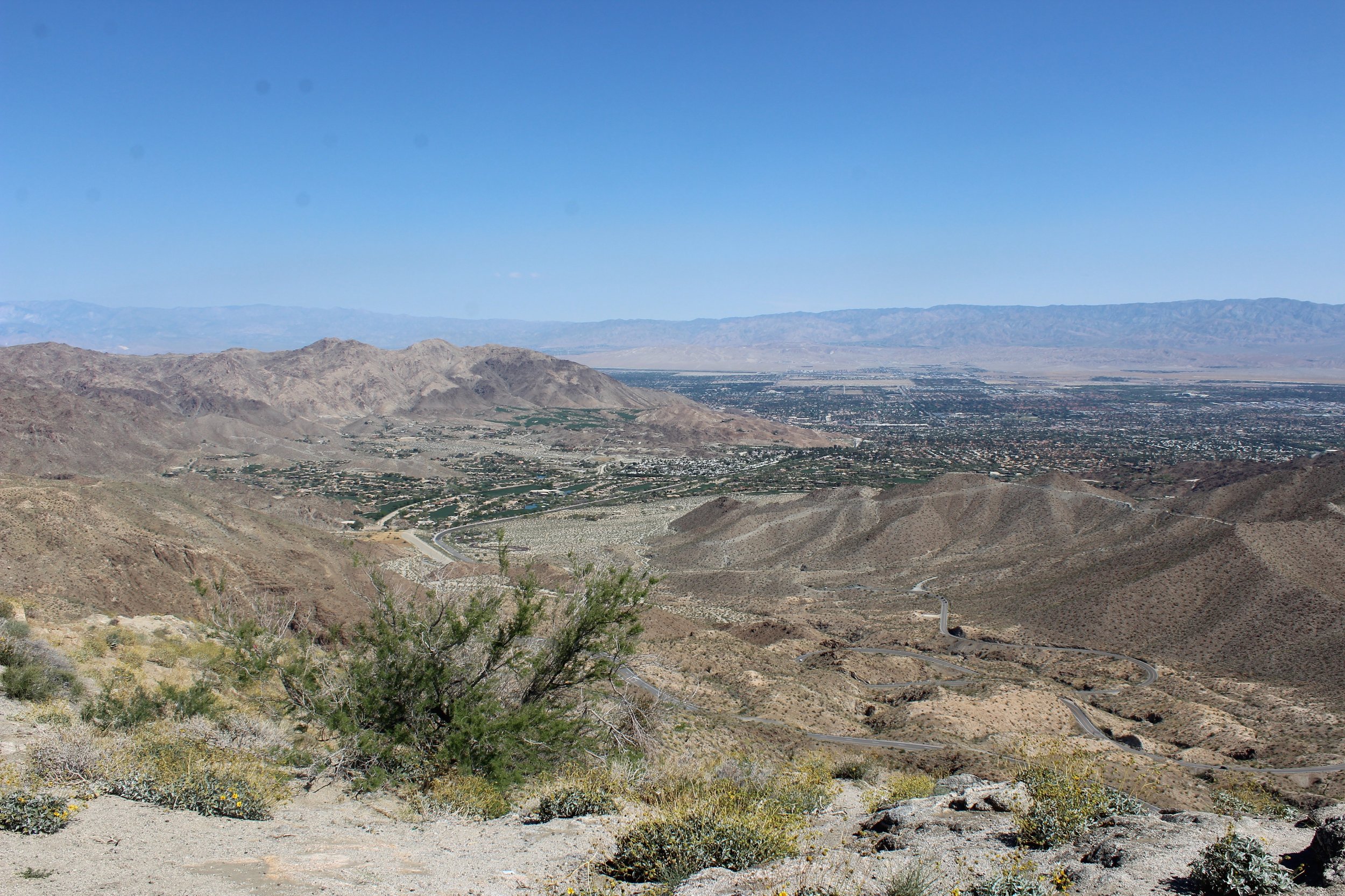 View of Coachella Valley from a mountain lookout on the way to San Diego