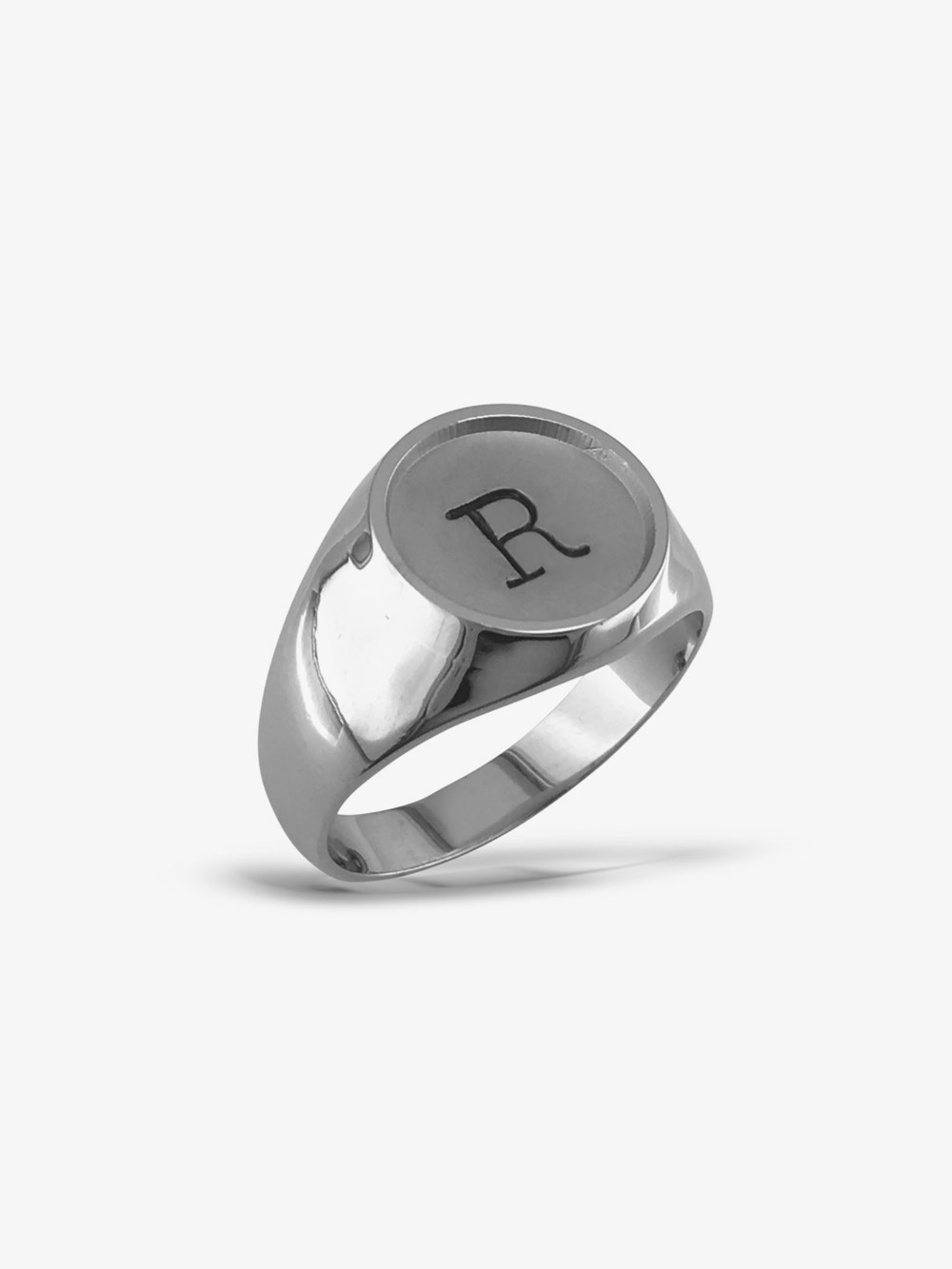 Men's Round Signet Ring with Personalized Initial