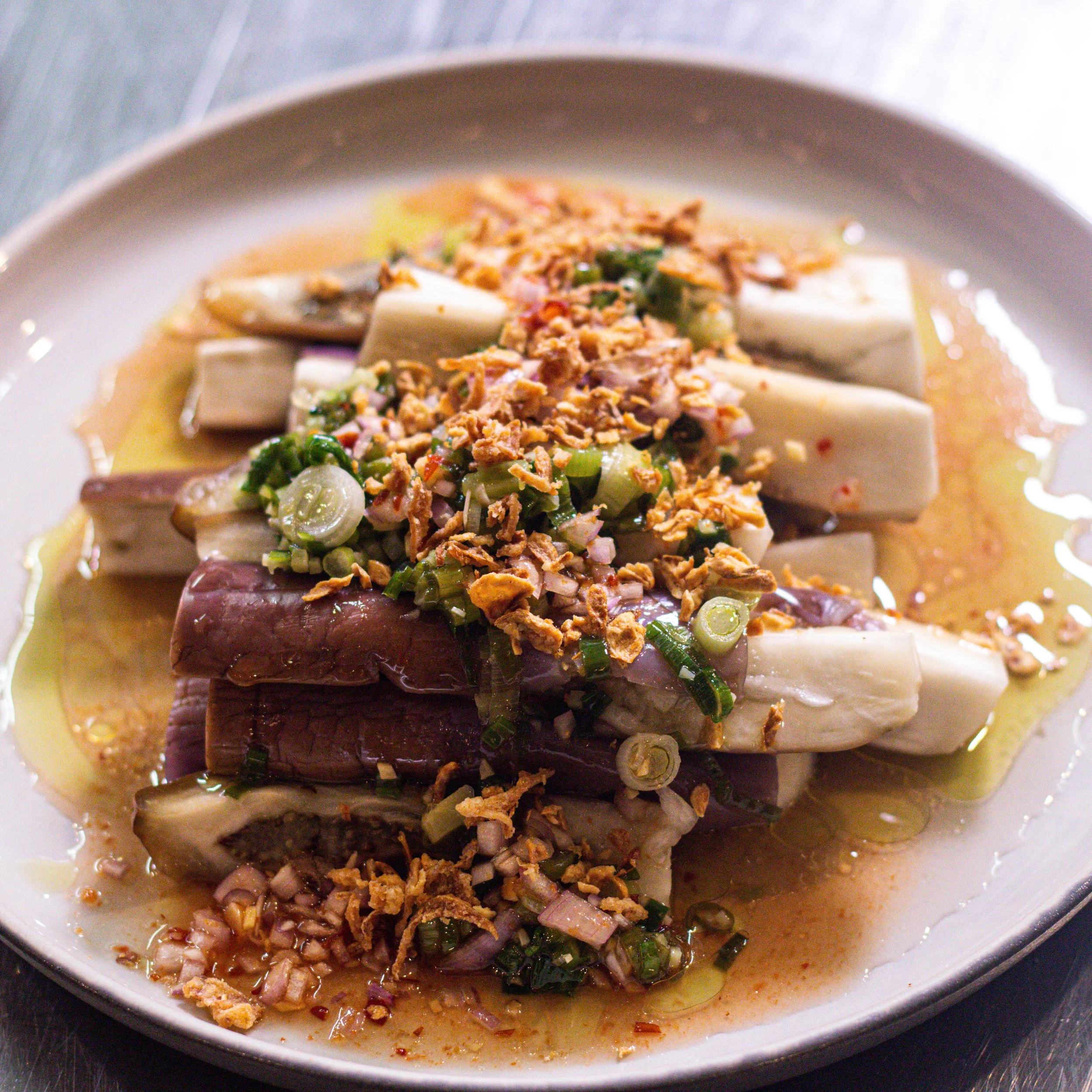 Cà Tím Hấp Mỡ Hành Vietnamese Steamed Eggplant Recipe — Chef Tu David