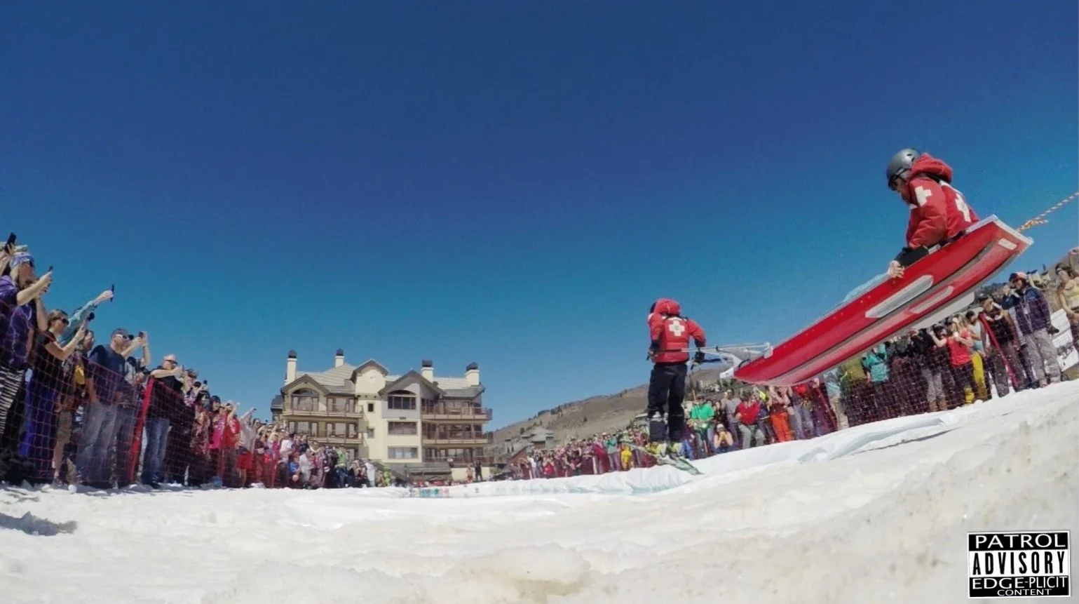 Beaver Creek patroller flying the EDGE into the pond-skim