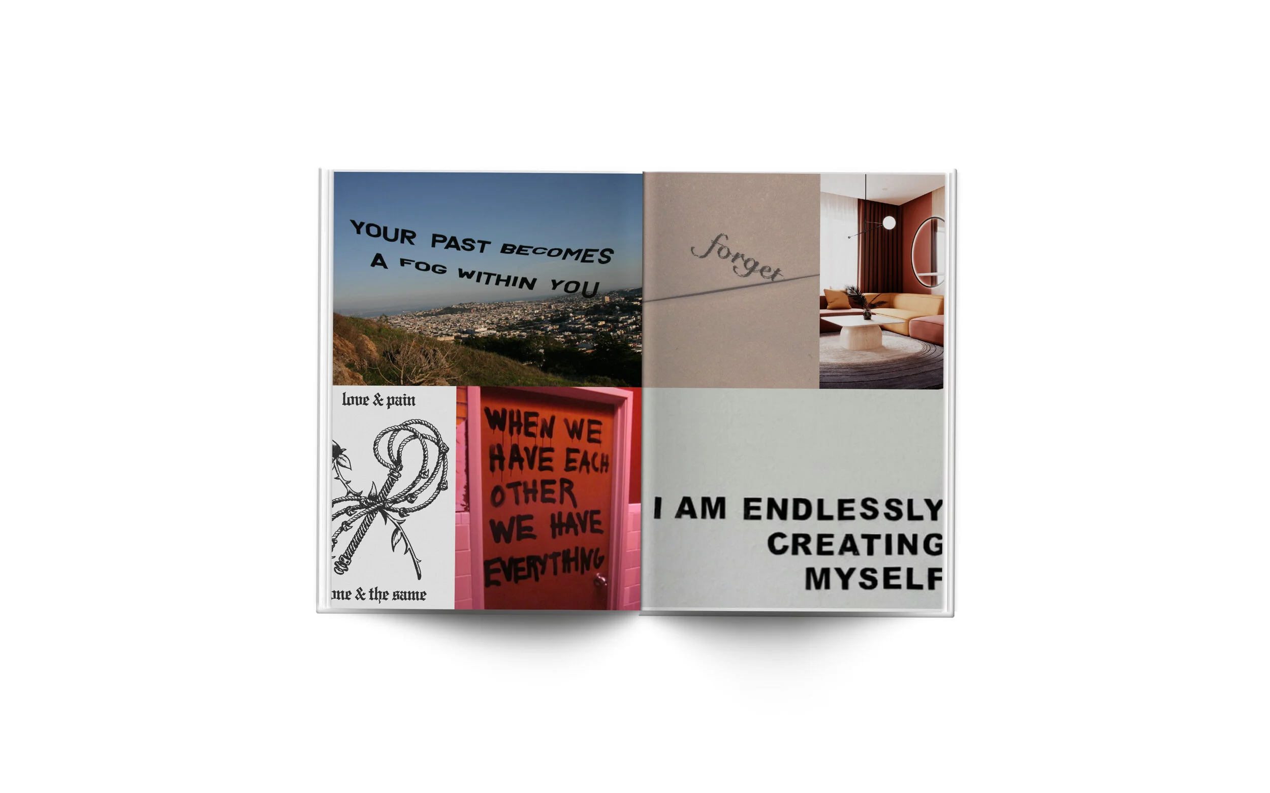 A photo collage of inspirational quotes, artwork, and interior design images.