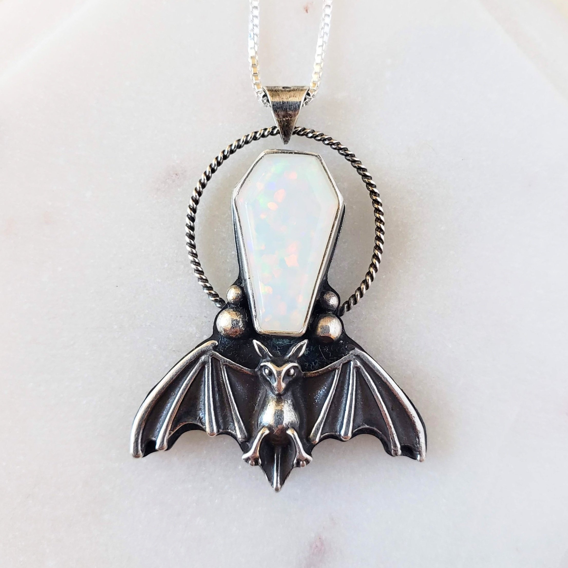 Full Moon & Flying Bat Necklace
