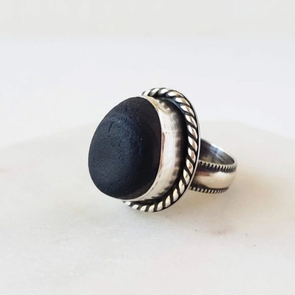 Autumn Storm Seaglass Ring