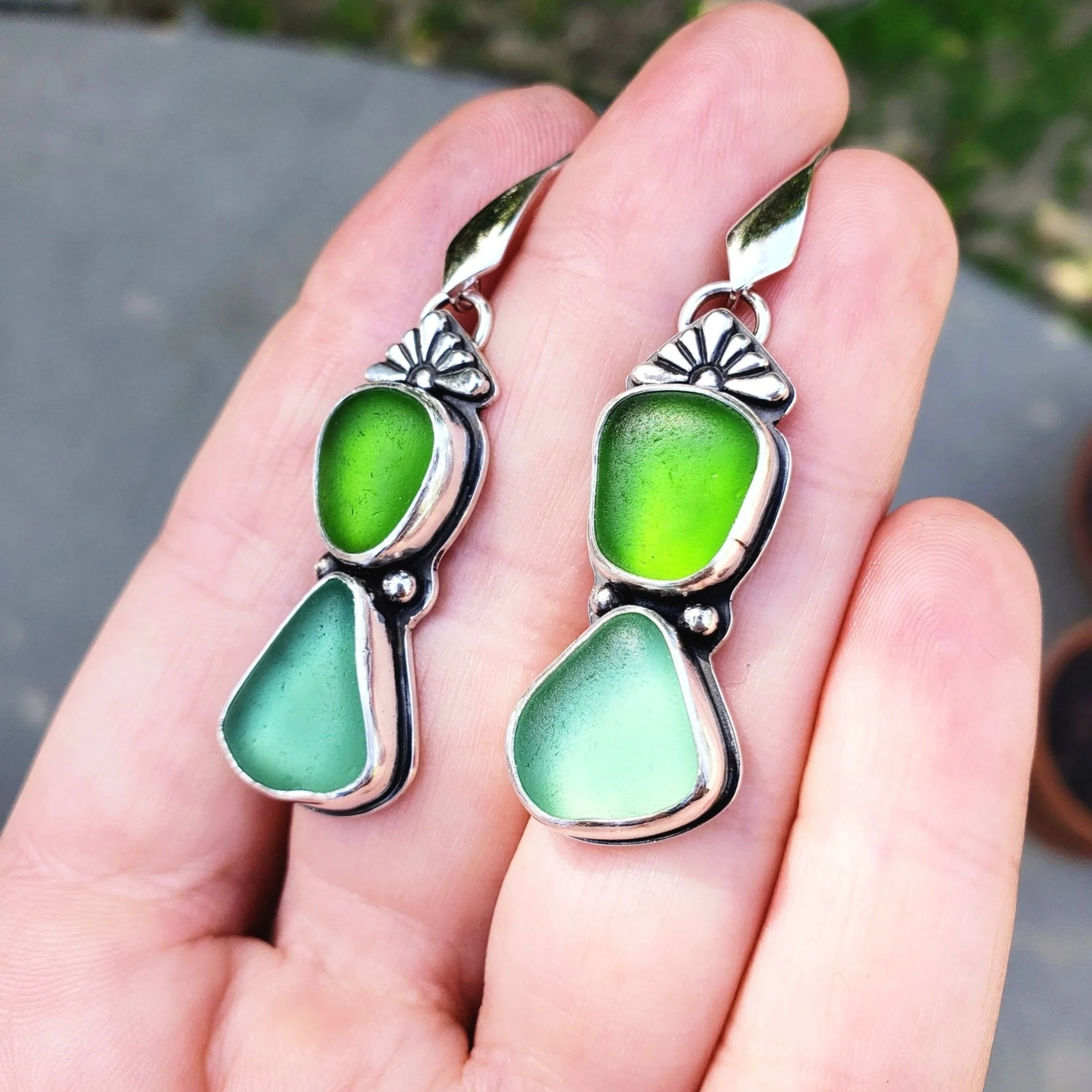 Scheele's Green Seaglass Earrings