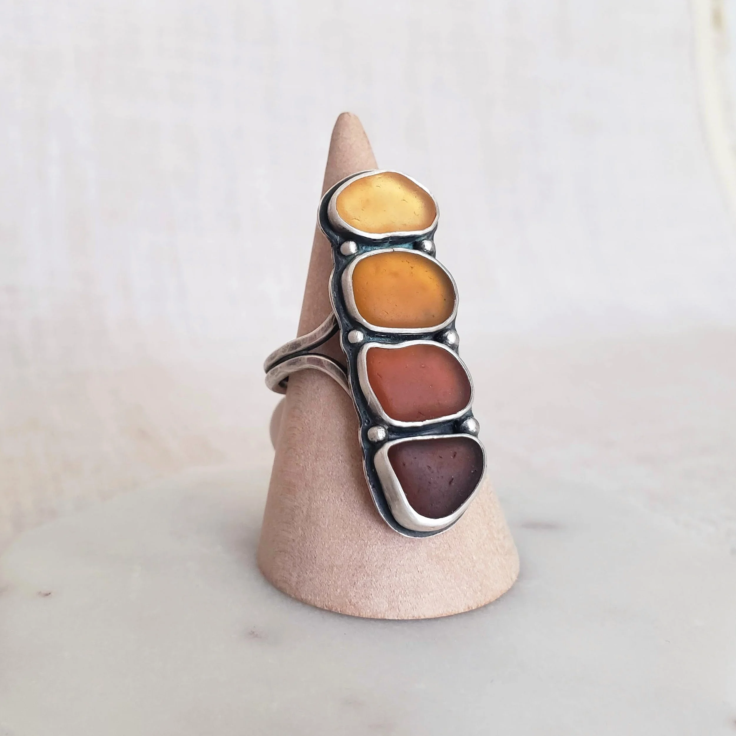 Autumn Sunset Seaglass Ring
