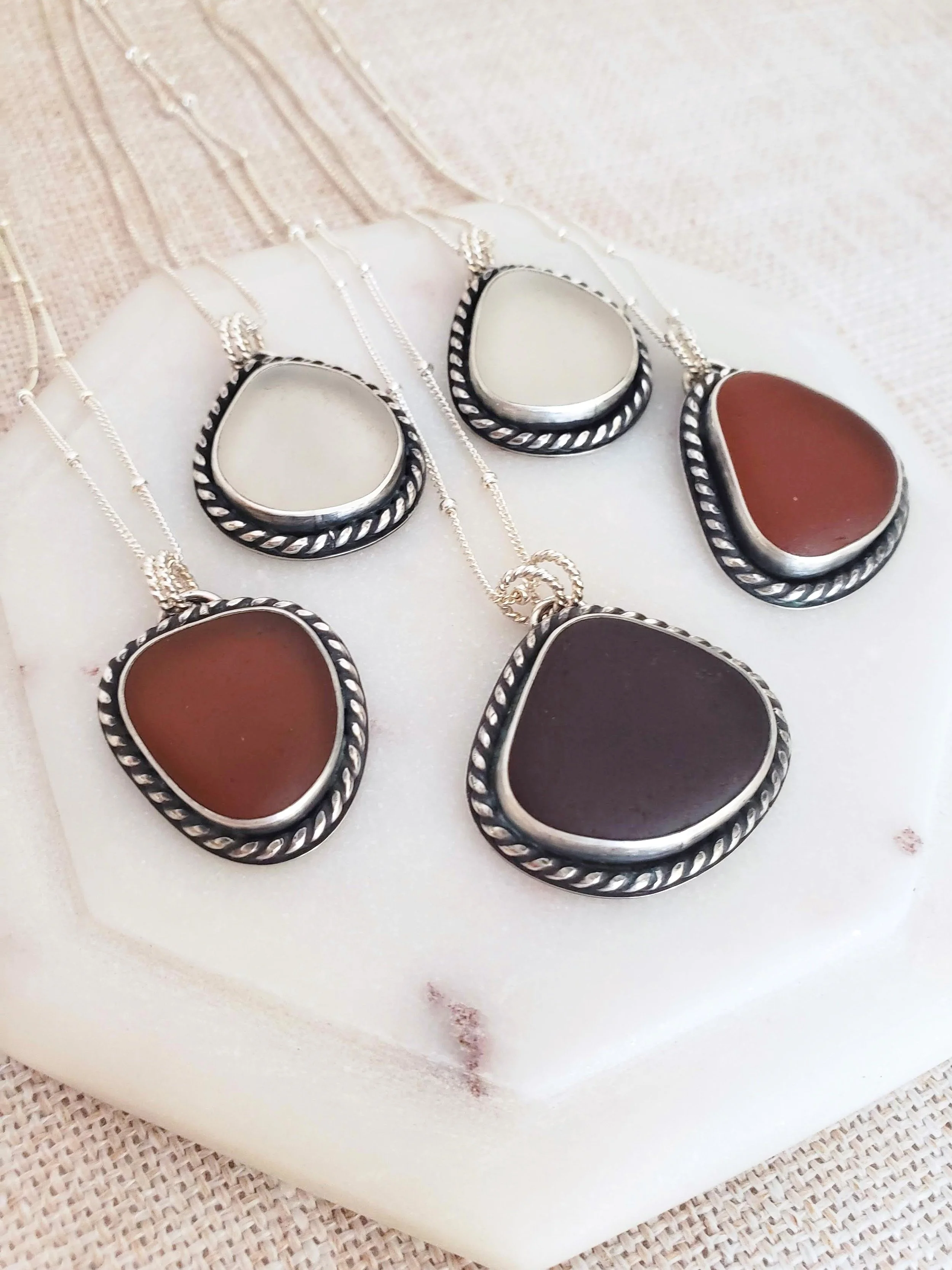 Autumn Seaglass Pendants