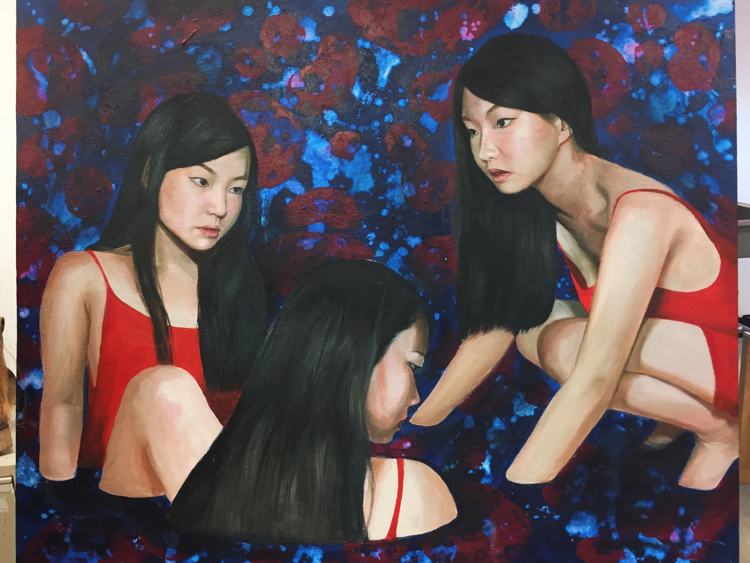 Submerged, acrylic on wood, 2015
