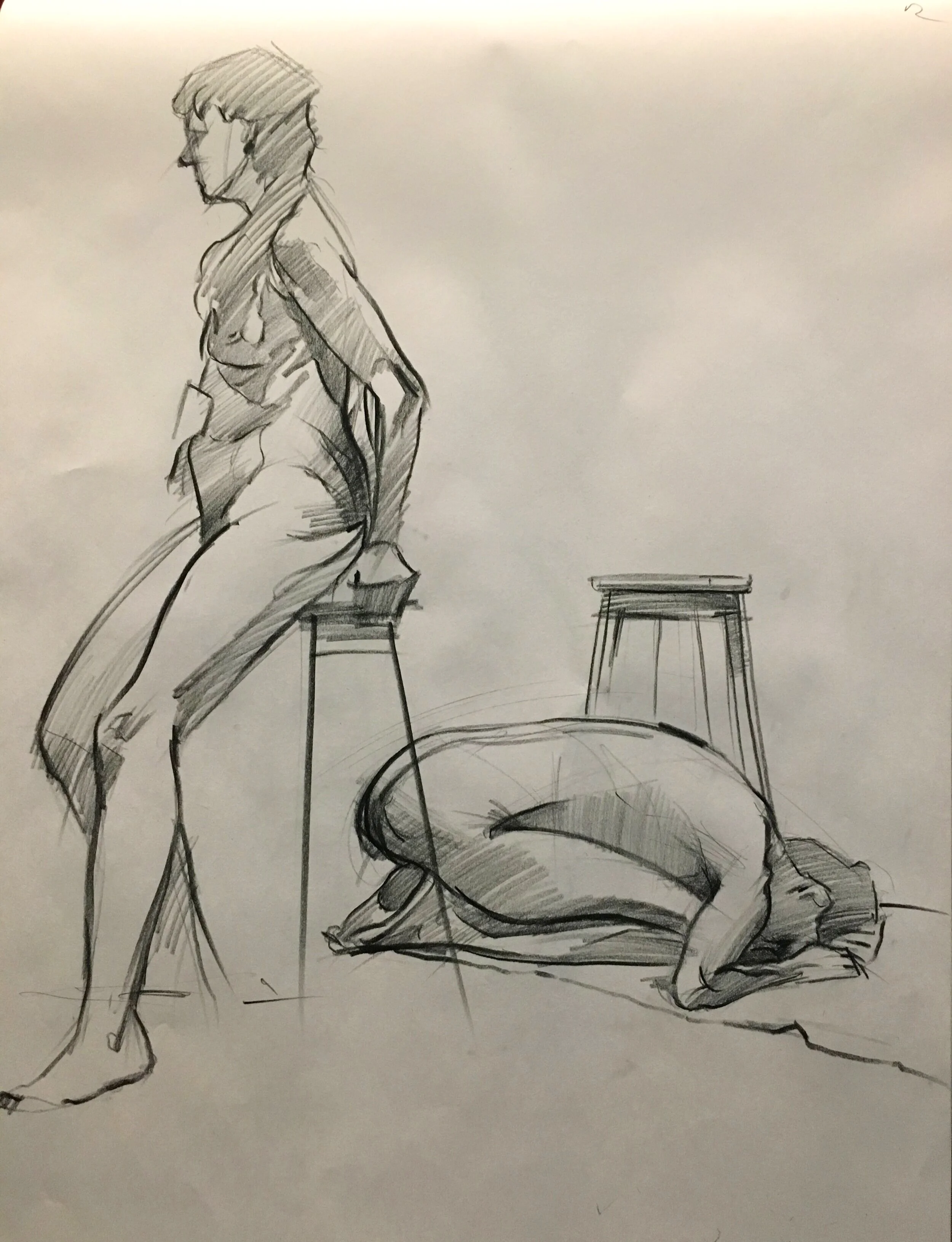 LIFE DRAWING, CHARCOAL ON PAPER, 2018