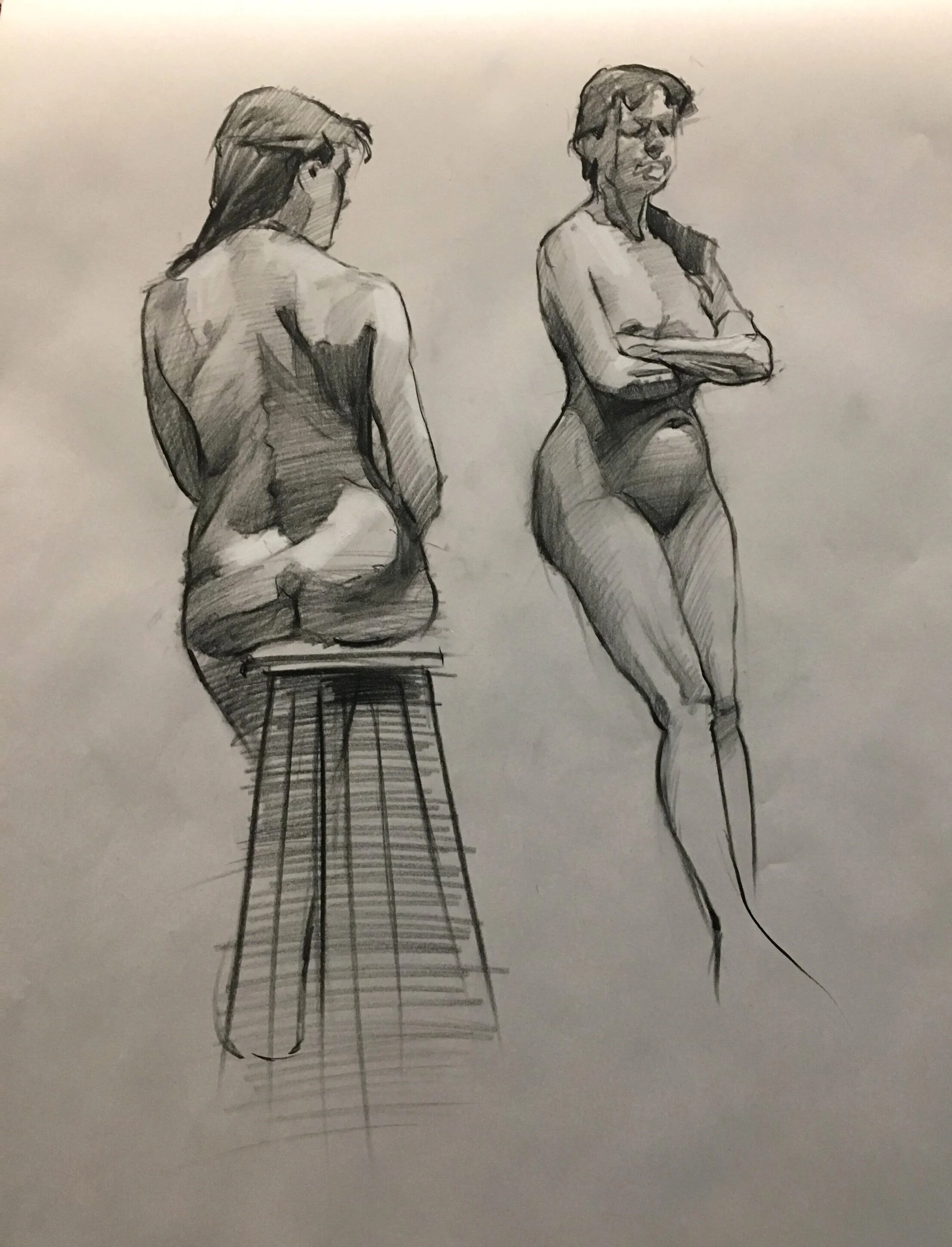 LIFE DRAWING, CHARCOAL ON PAPER, 2018