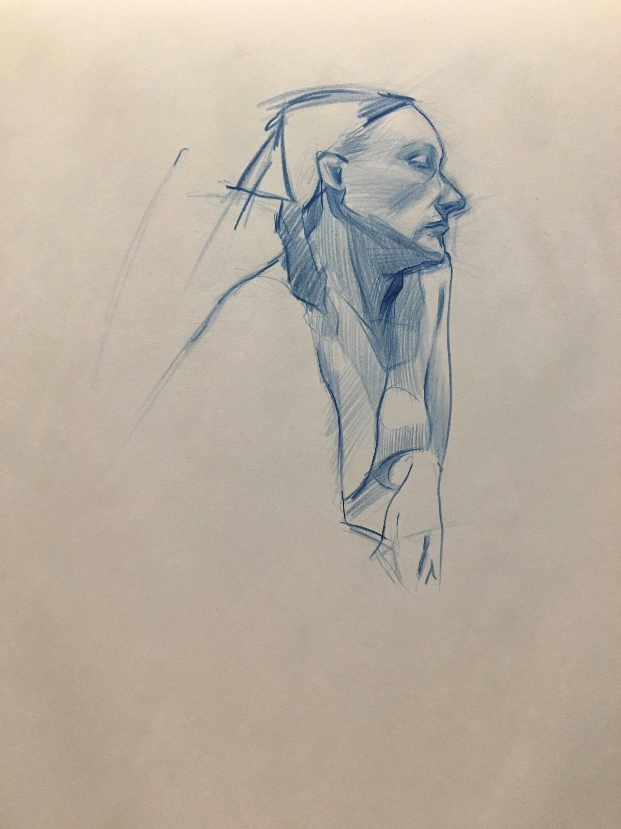 LIFE DRAWING, COLORED PENCIL ON PAPER, 2018