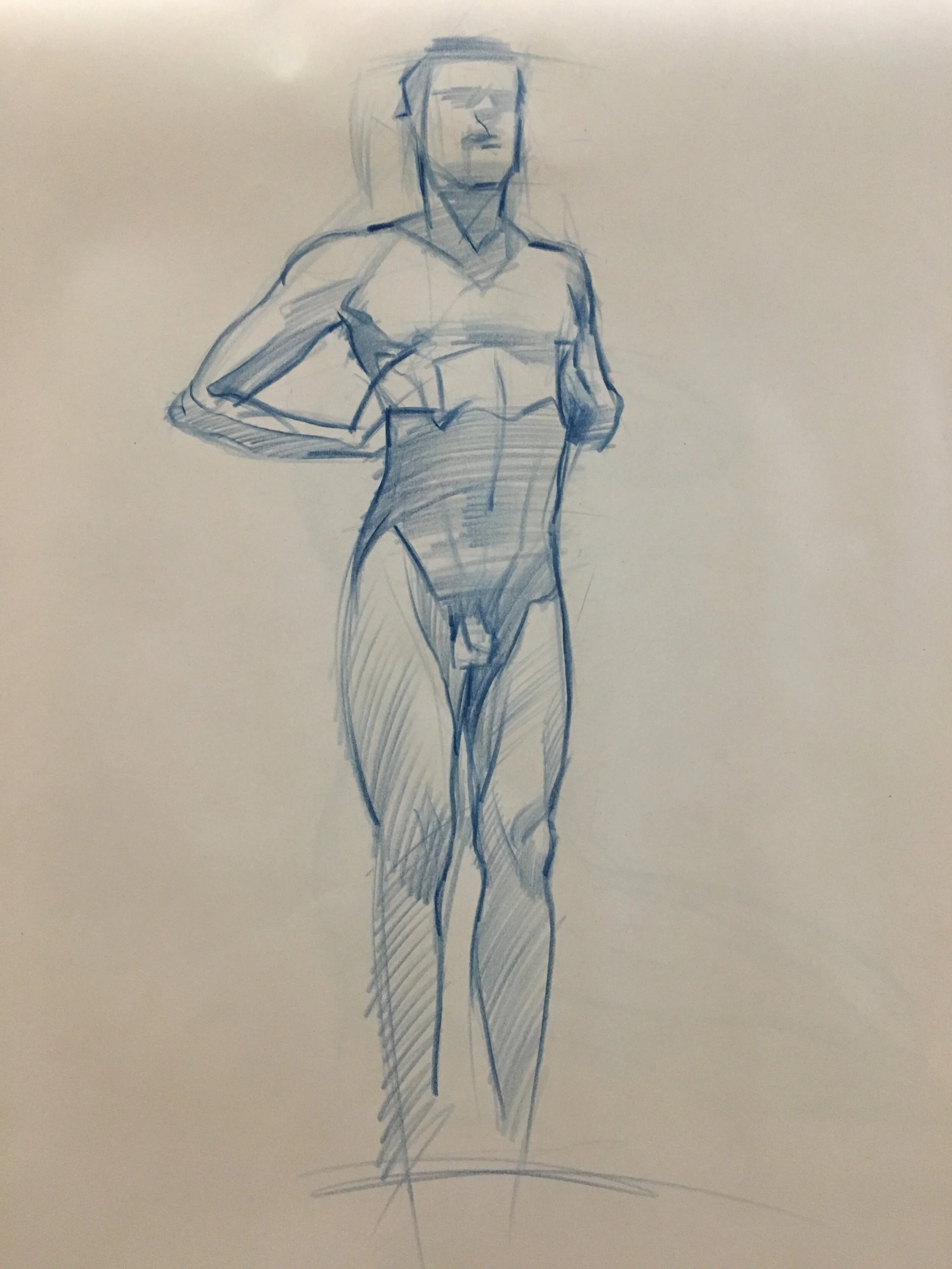 LIFE DRAWING, COLORED PENCIL ON PAPER, 2018