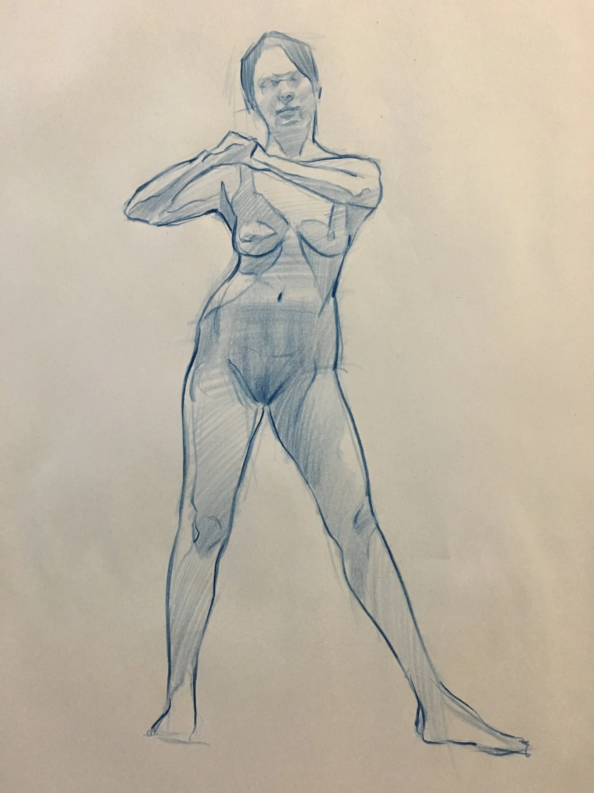 LIFE DRAWING, COLORED PENCIL ON PAPER, 2018