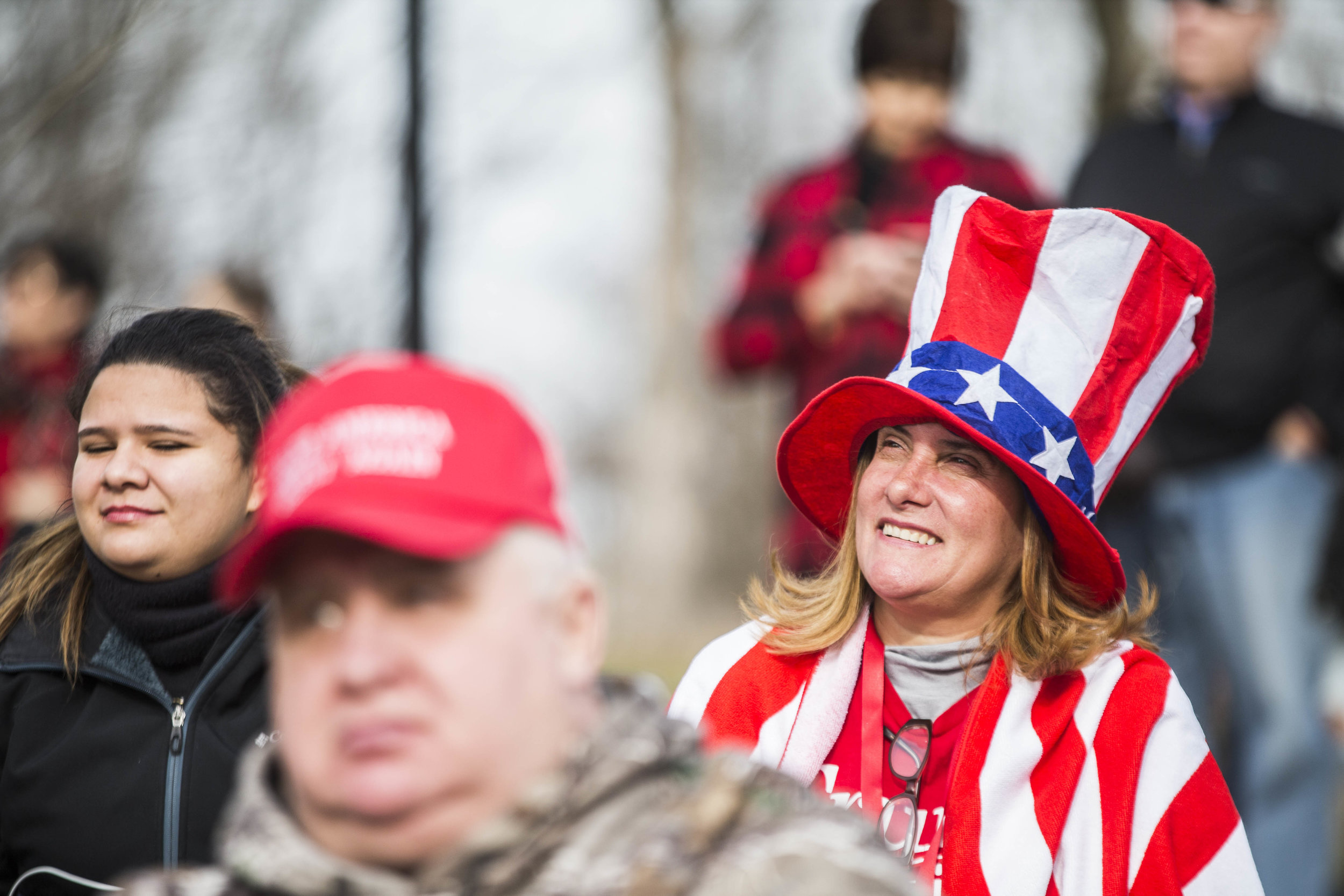  A woman cheers at Trump celebratory concert at Lincoln Memorial on January 19, 2017 