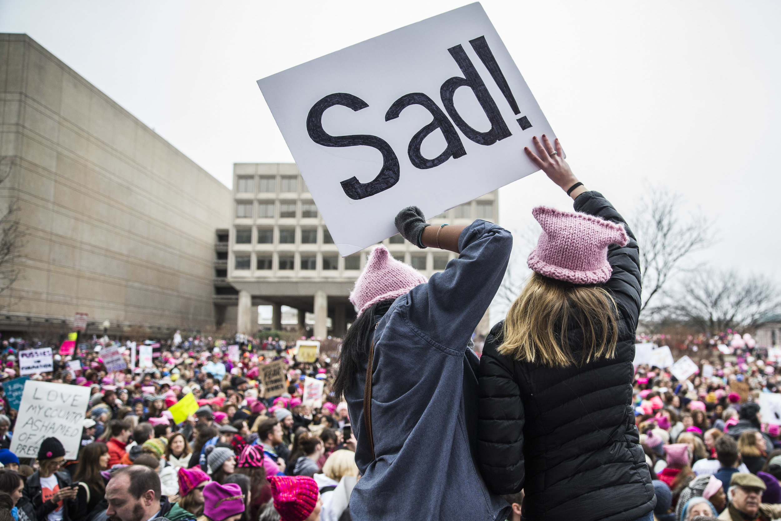  Protesters gather on Independence Avenue during the Women March on Washington on January 21, 2017 
