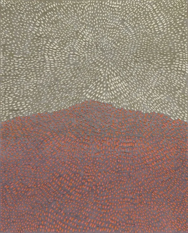 Beyond the Mountain (Painted Natural Sand SF #1F, Grey White Pink and Orange, Pink CS), 2017