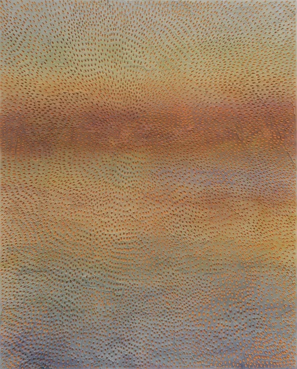 Sunset (Painted Light Pink Grey Sand SF #1F, Orange Blue Pink Lavender and Yellow), 2017